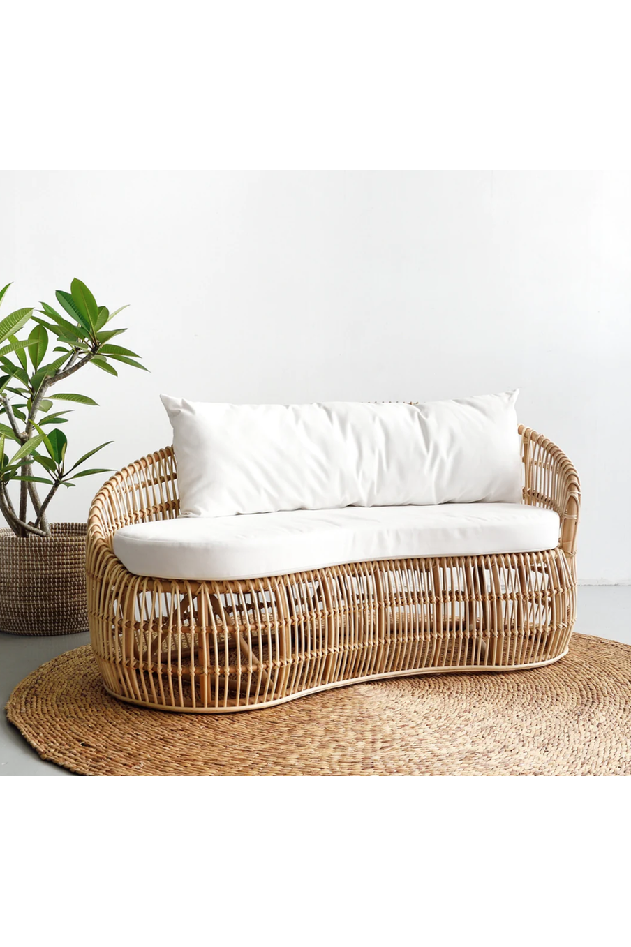 Rattan curved sofa