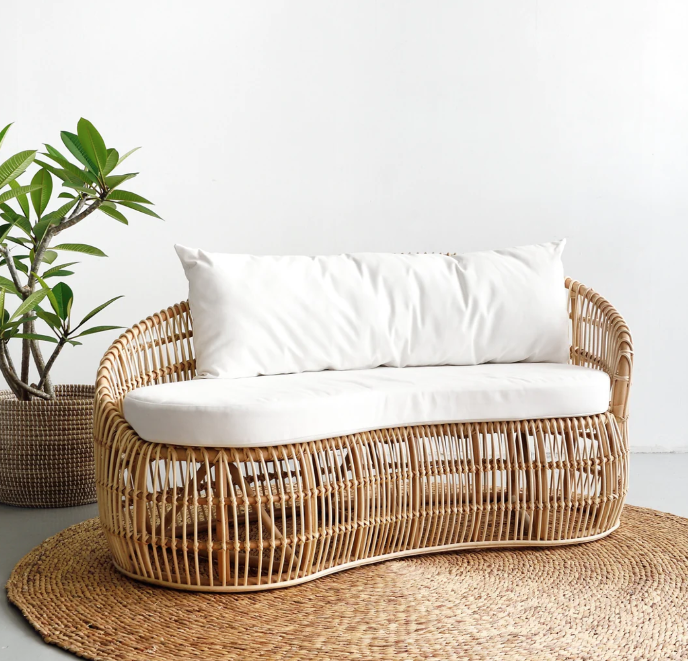 Rattan curved sofa