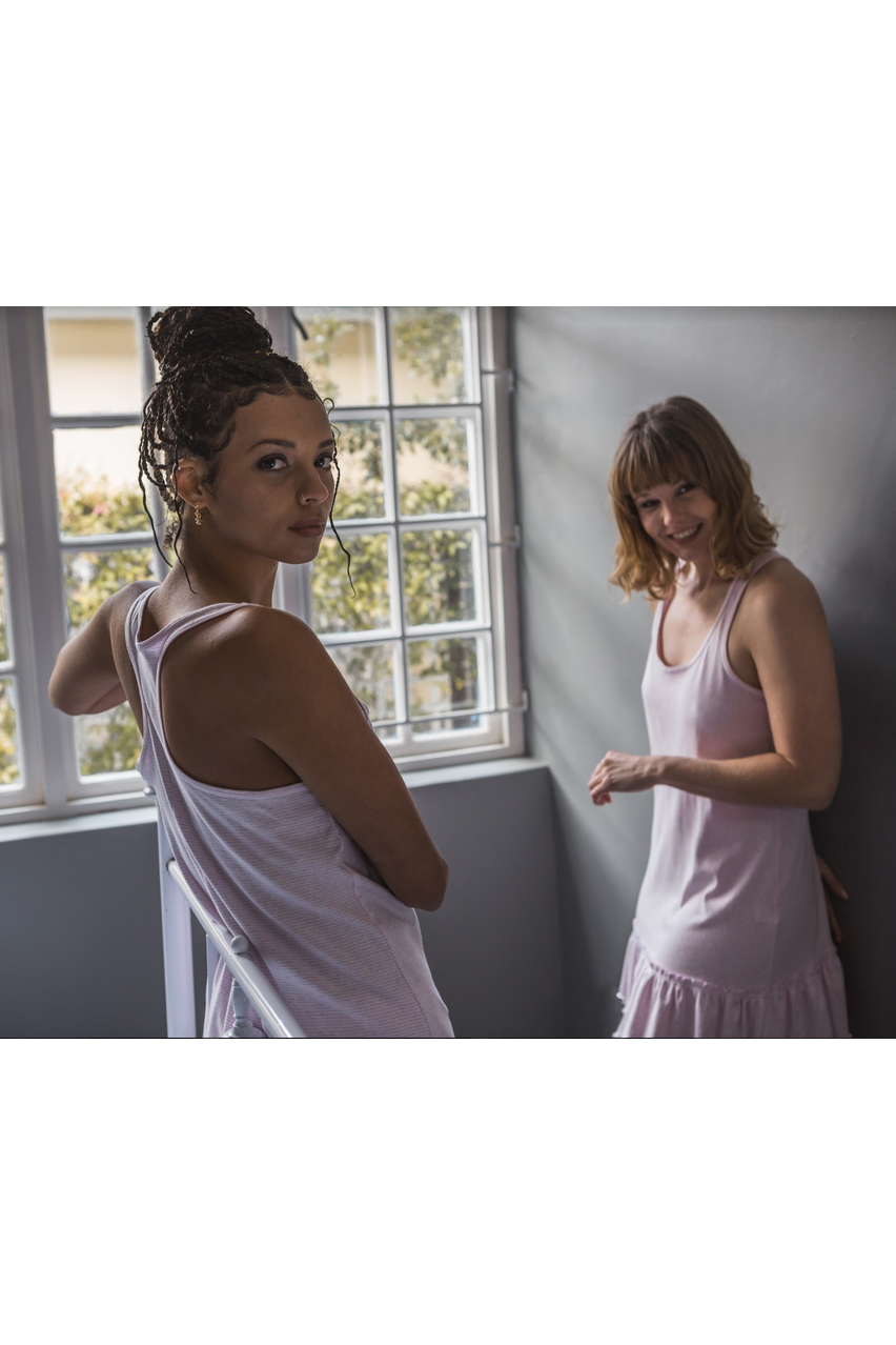 T-back short set - grey stripe