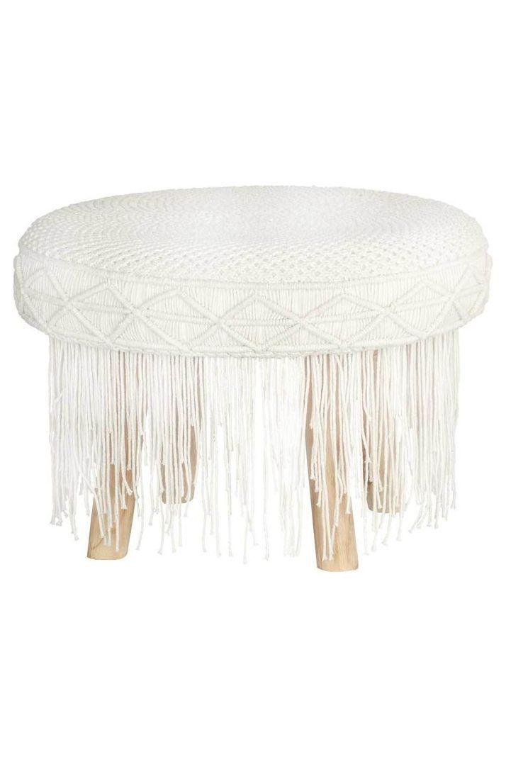 Macrame stool with tassel large
