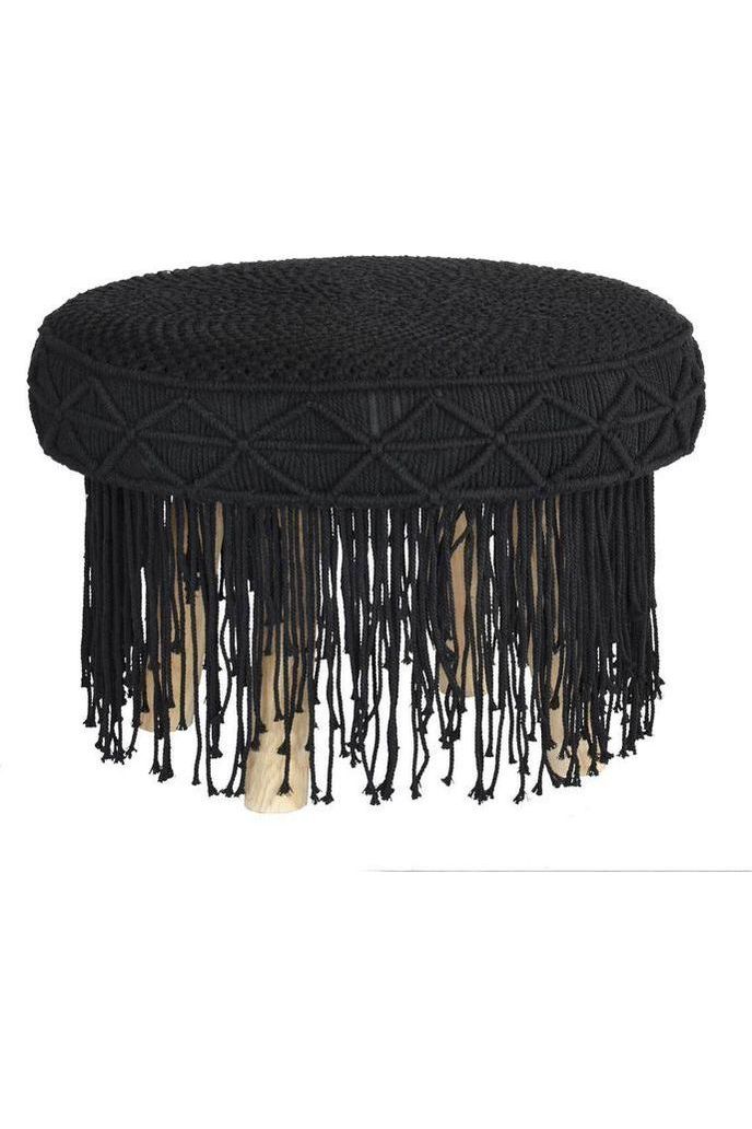Macrame stool with tassel large