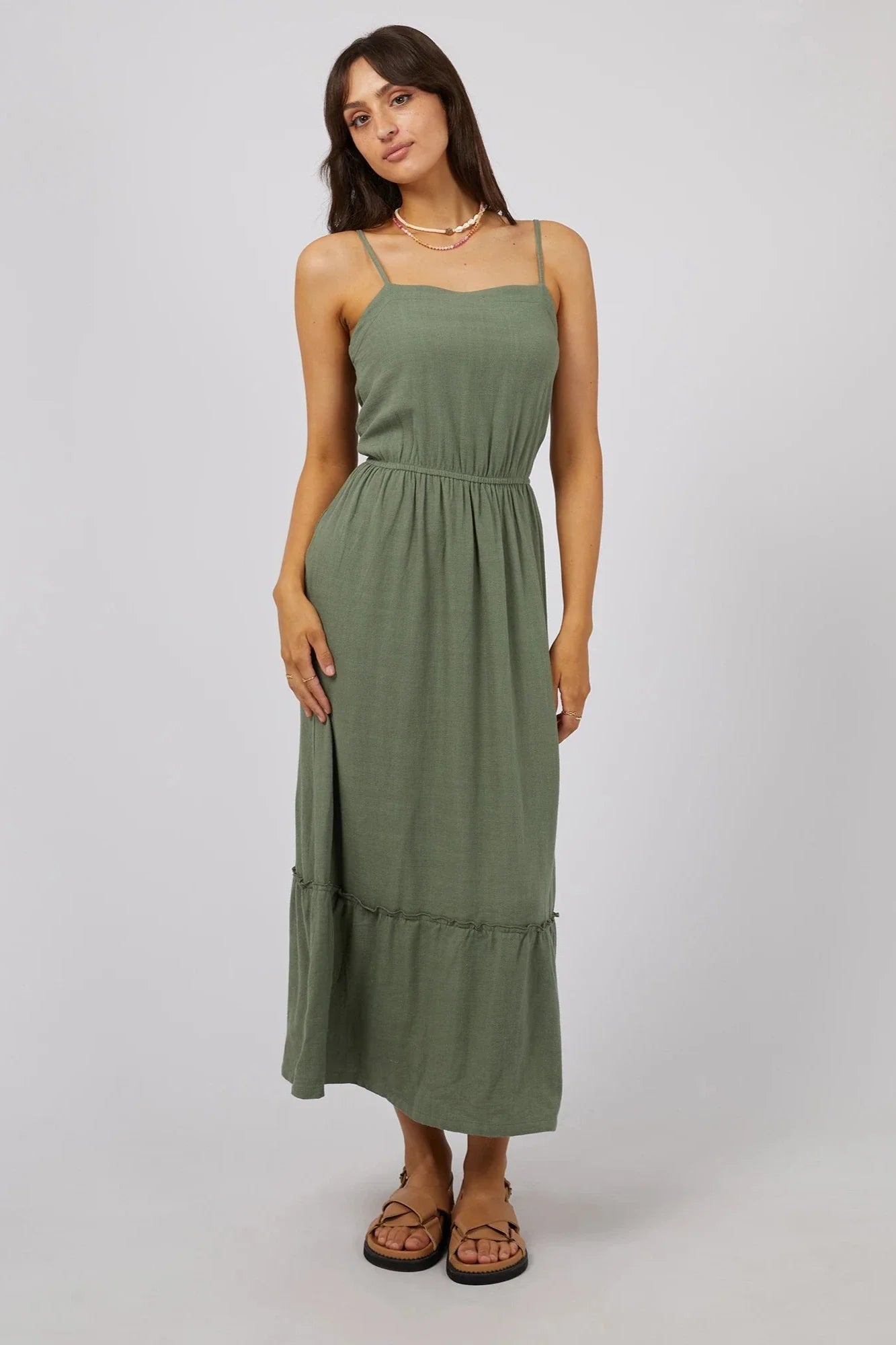 Linen Maxi Dress - Khaki