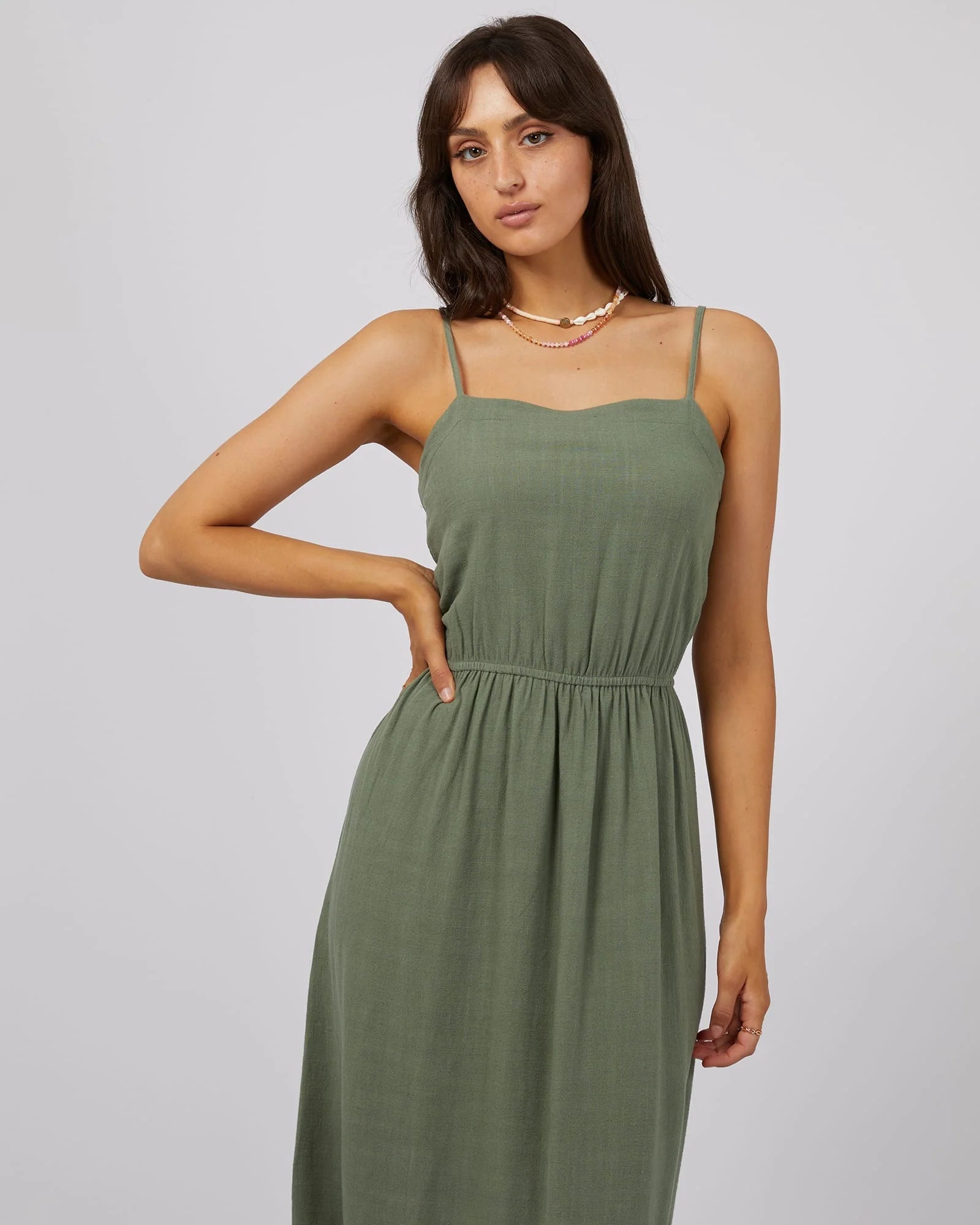 Linen Maxi Dress - Khaki