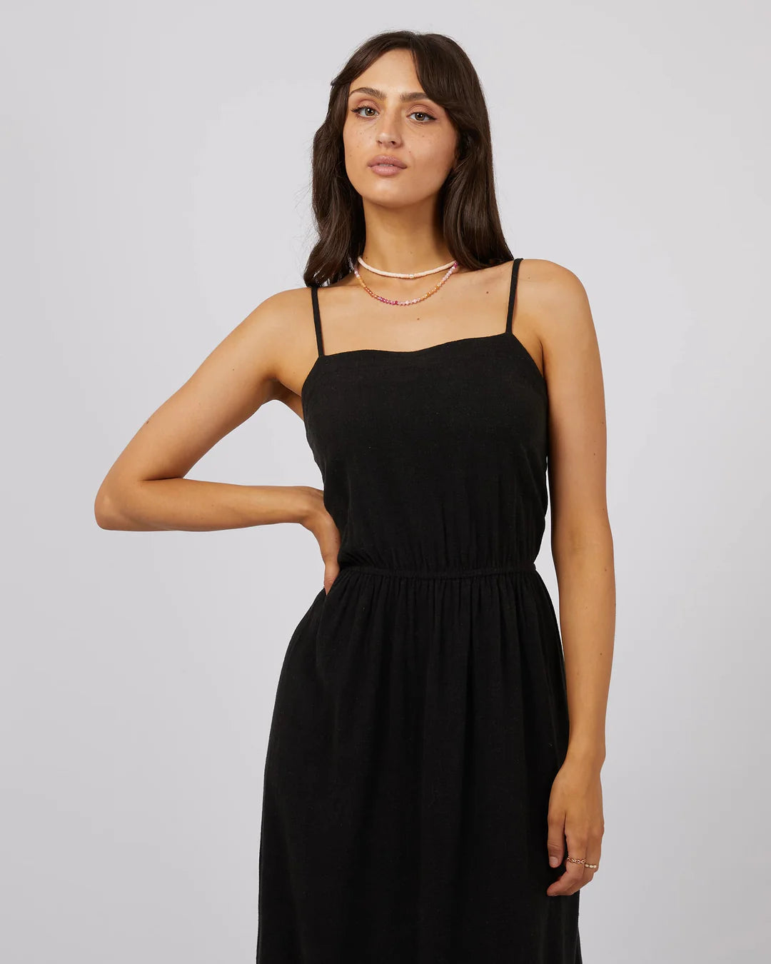 Linen Maxi Dress - Black