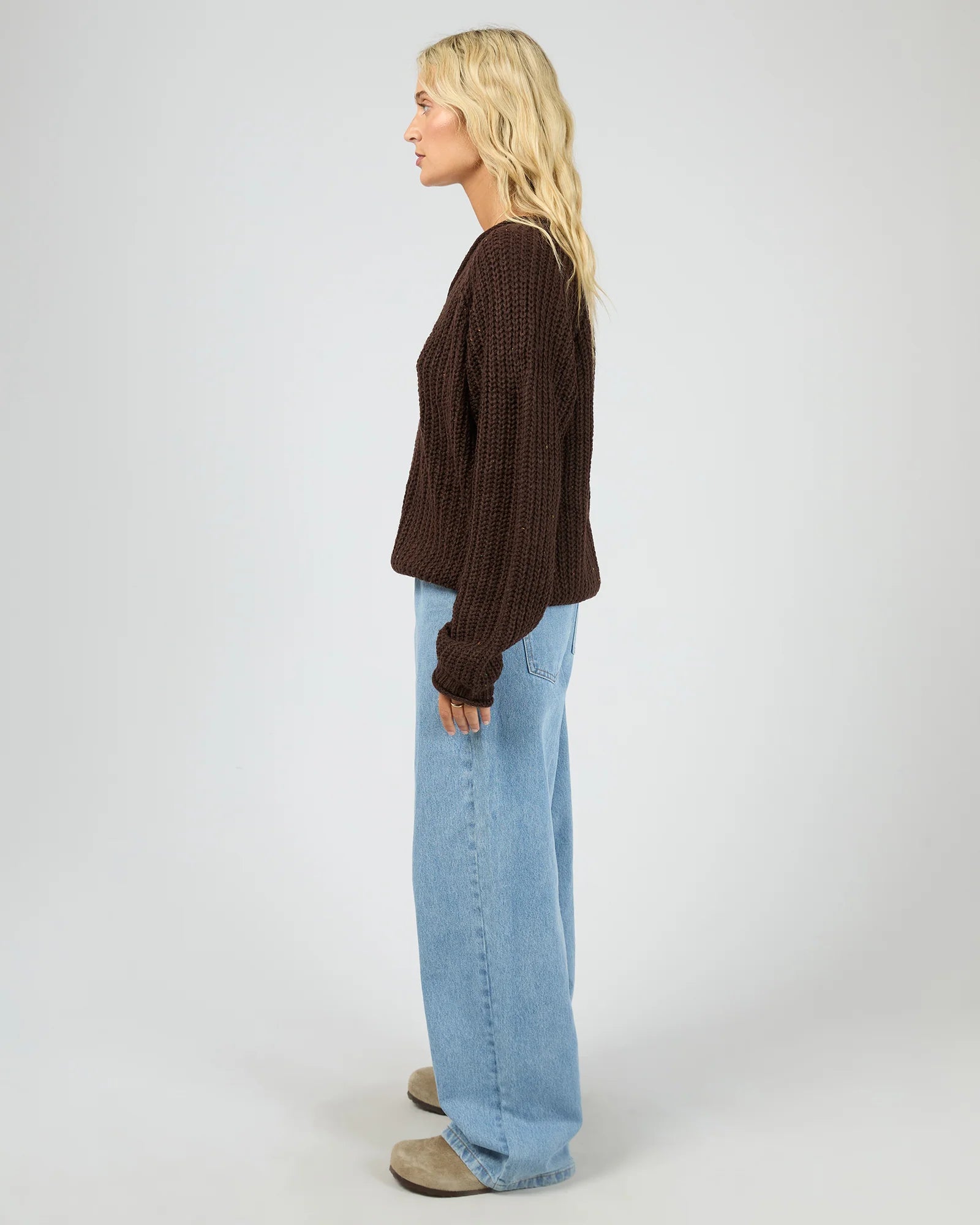 Hali V Neck Knit - Brown