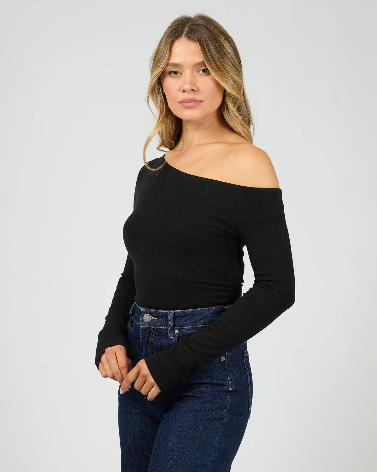 Kylie Off Shoulder L/S Top - Black
