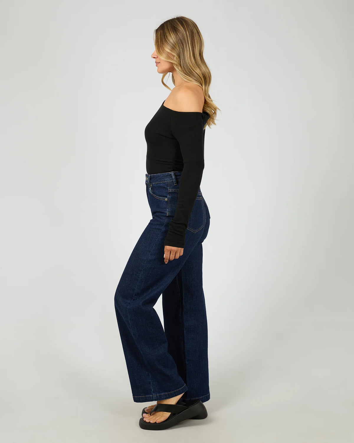 Kylie Off Shoulder L/S Top - Black