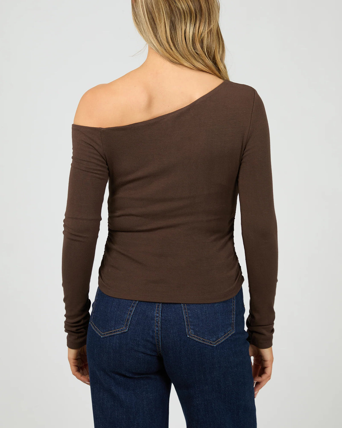 Kylie Off Shoulder L/S Top - Choc