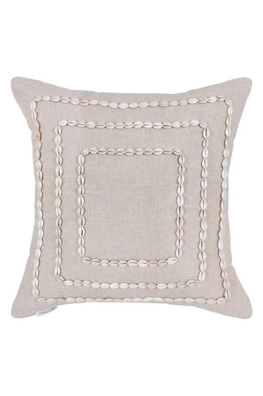 Cowrie shell linen cushion