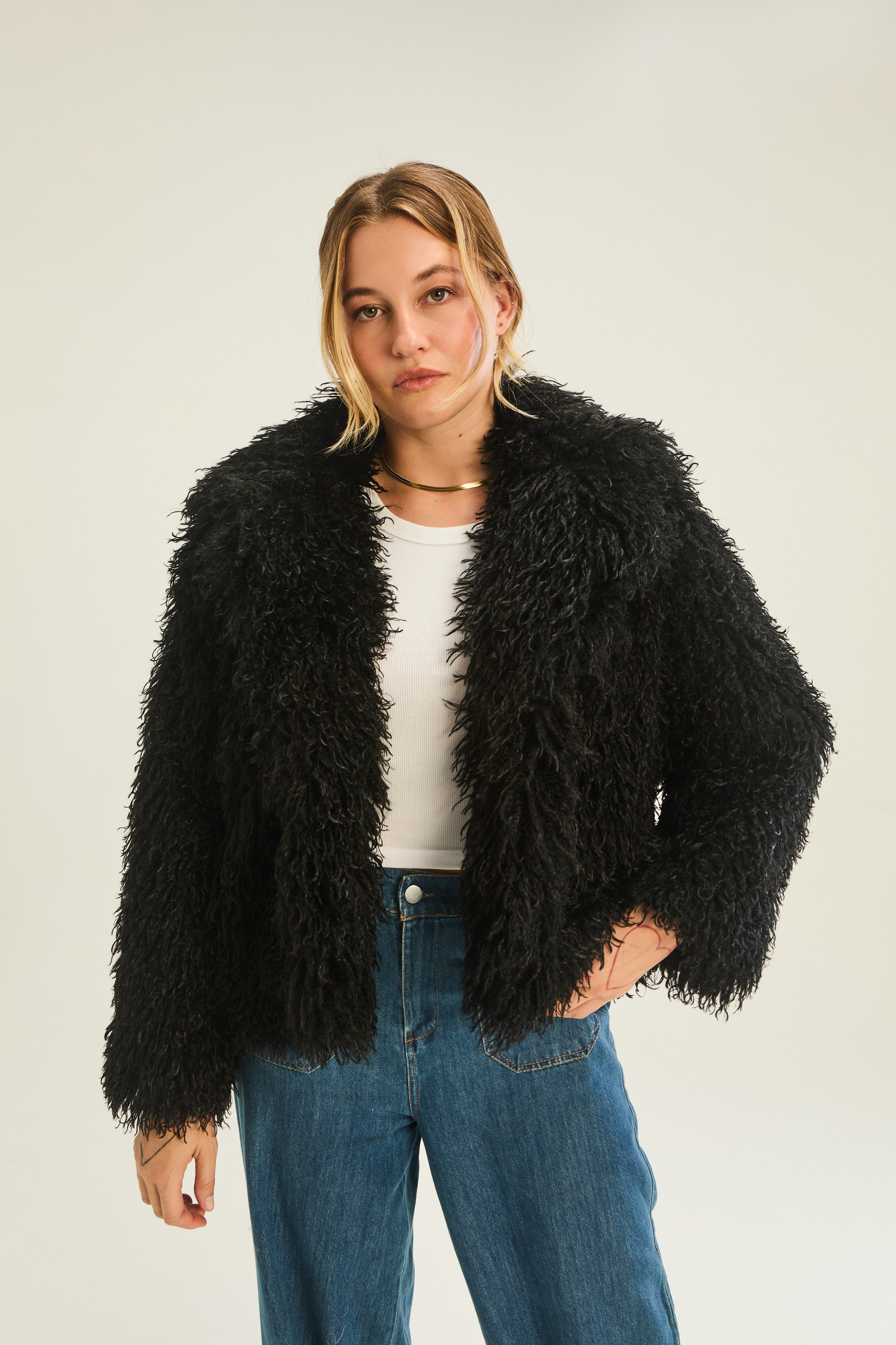 Vancouver Shaggy Jacket - Onyx