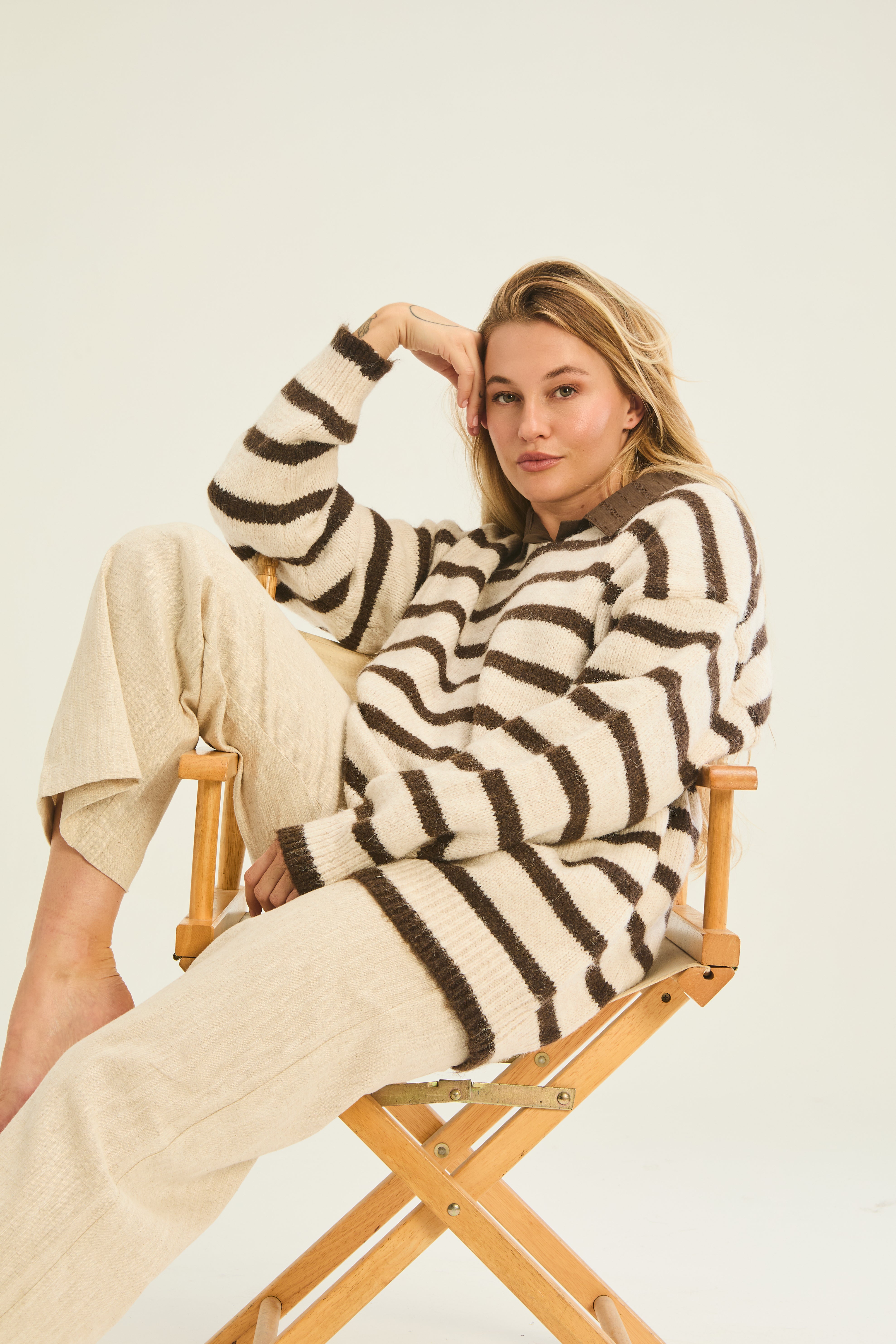 Lagoona Stripe V Neck Jumper