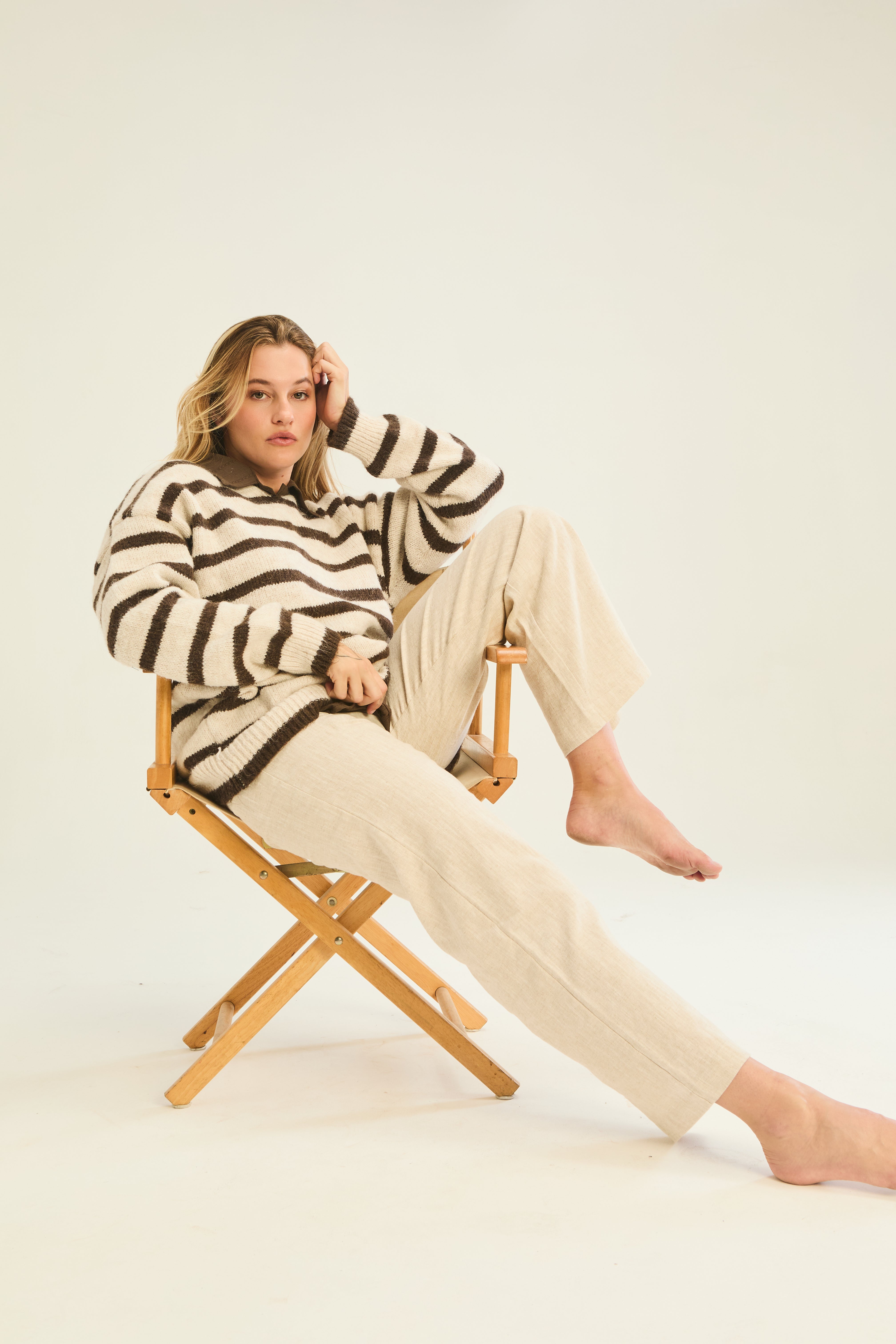Lagoona Stripe V Neck Jumper
