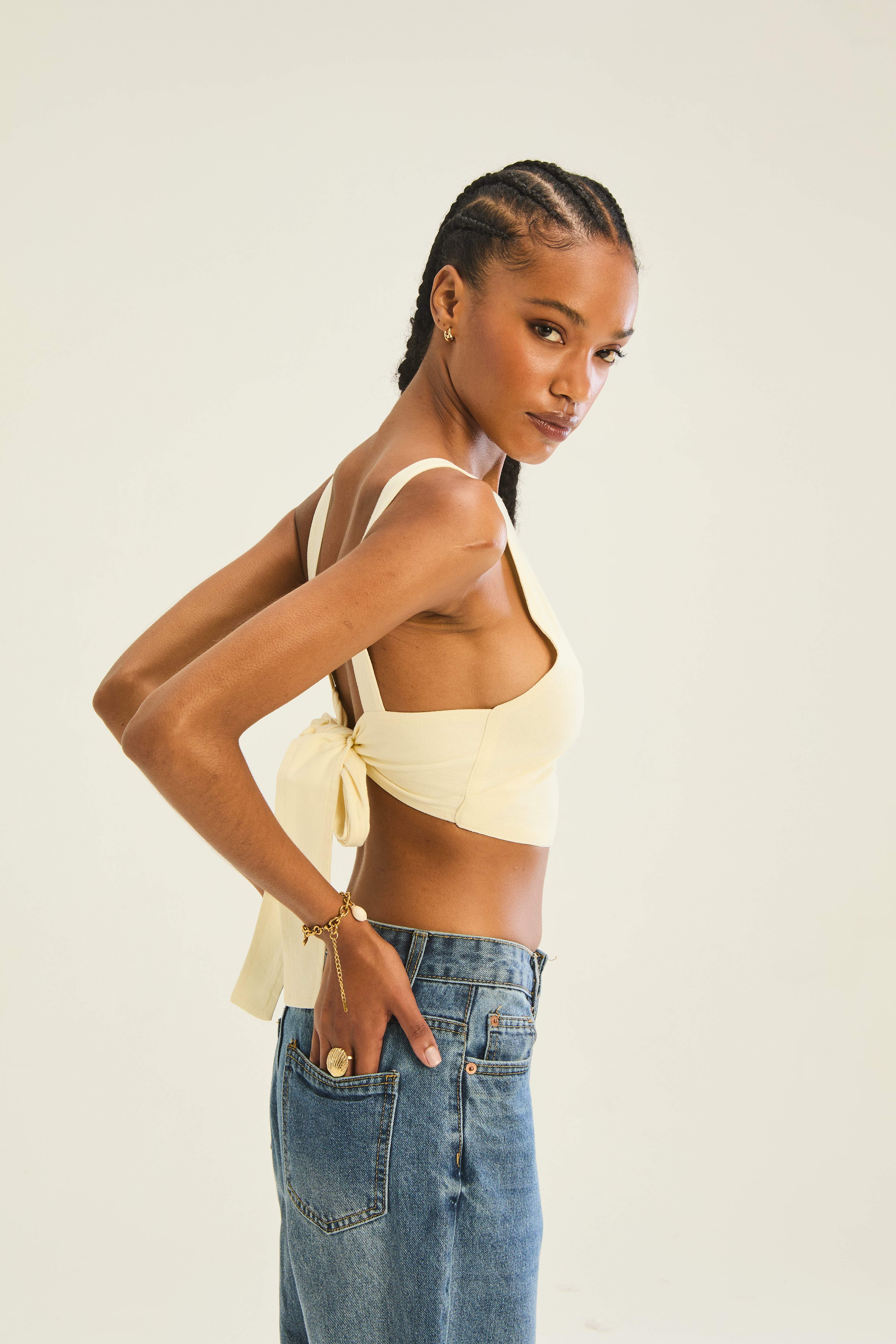 Holster Tie Back Top - Lemon