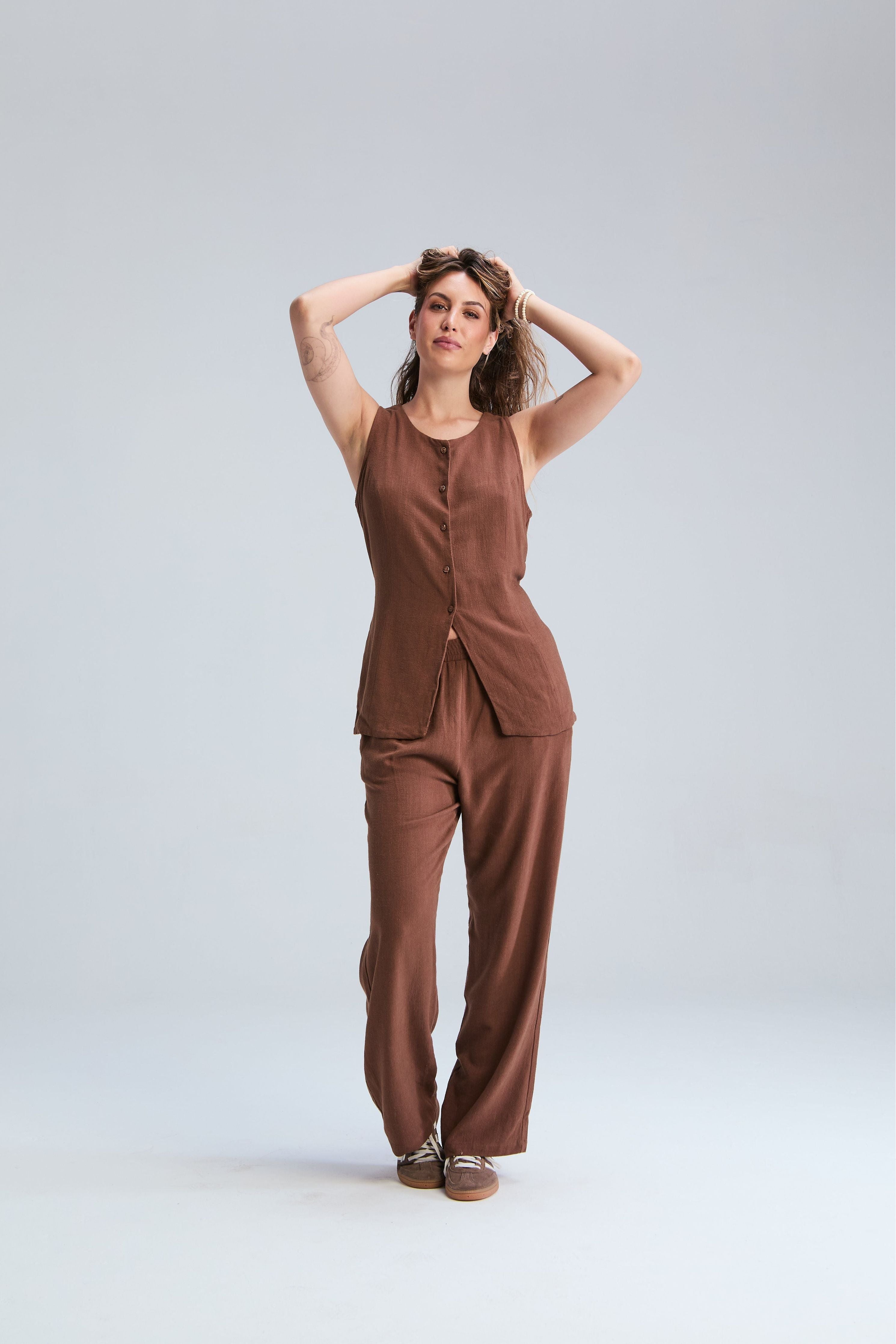 Corfu Waistcoat - Chocolate