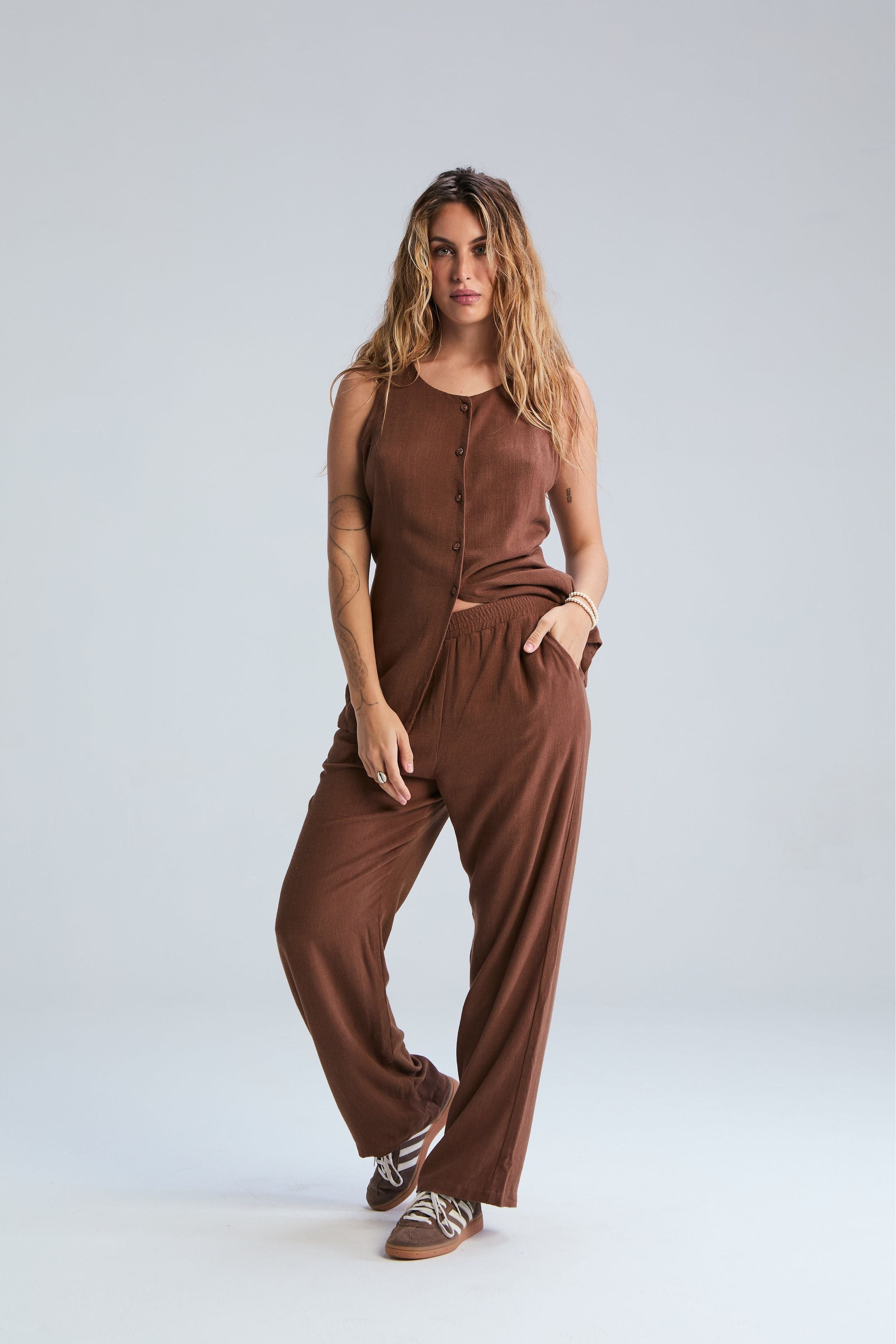 Corfu Waistcoat - Chocolate