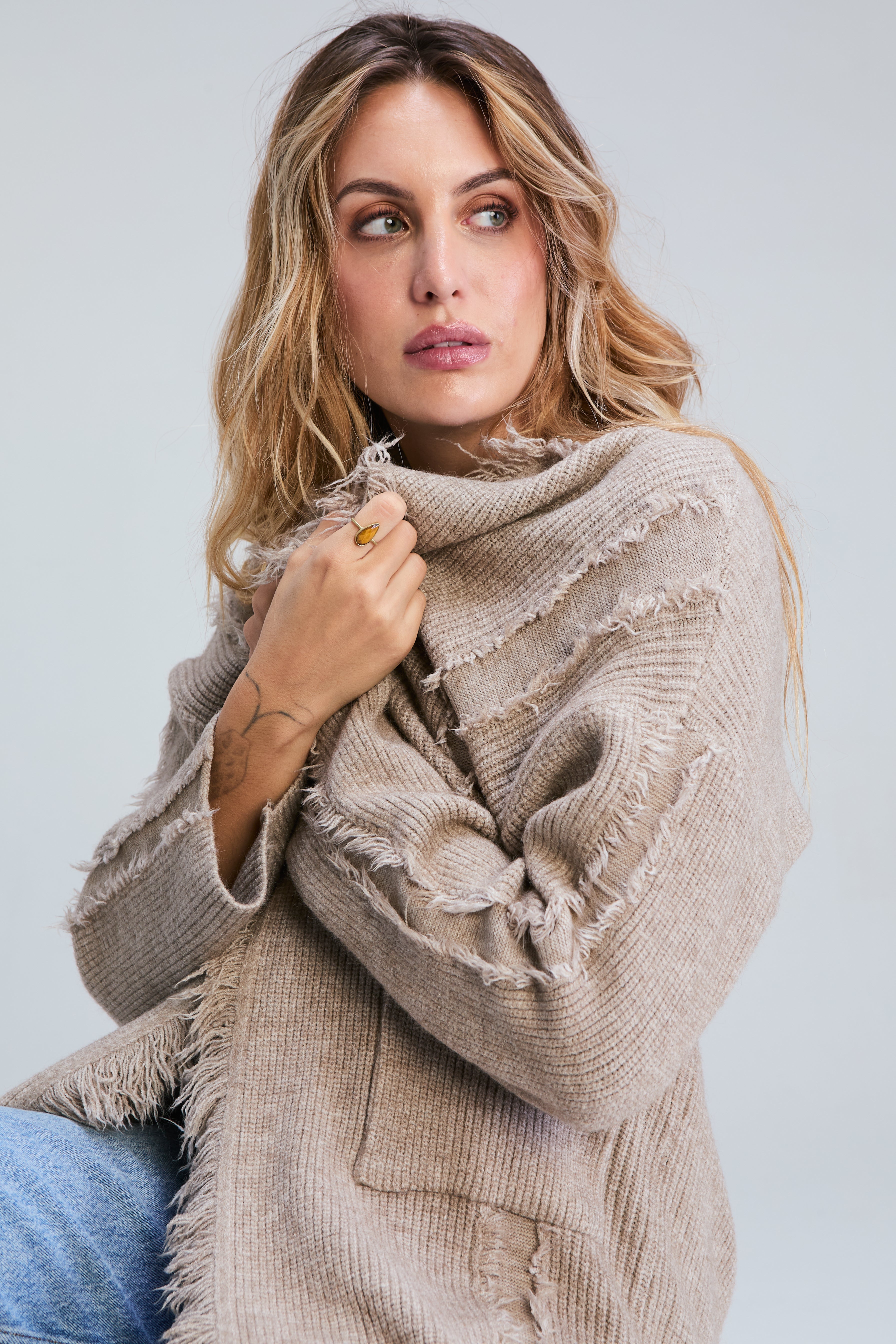 Sorrento Fringed Cardigan - Oatmeal