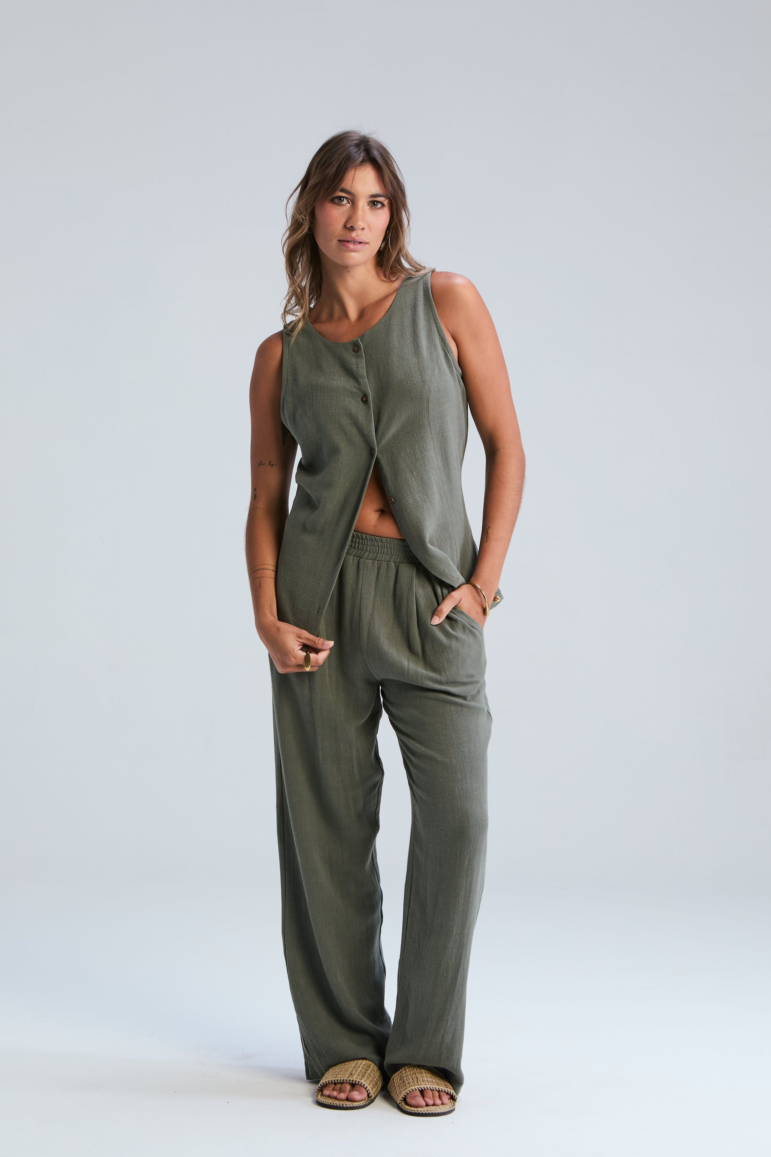 Corfu Pants - Moss green