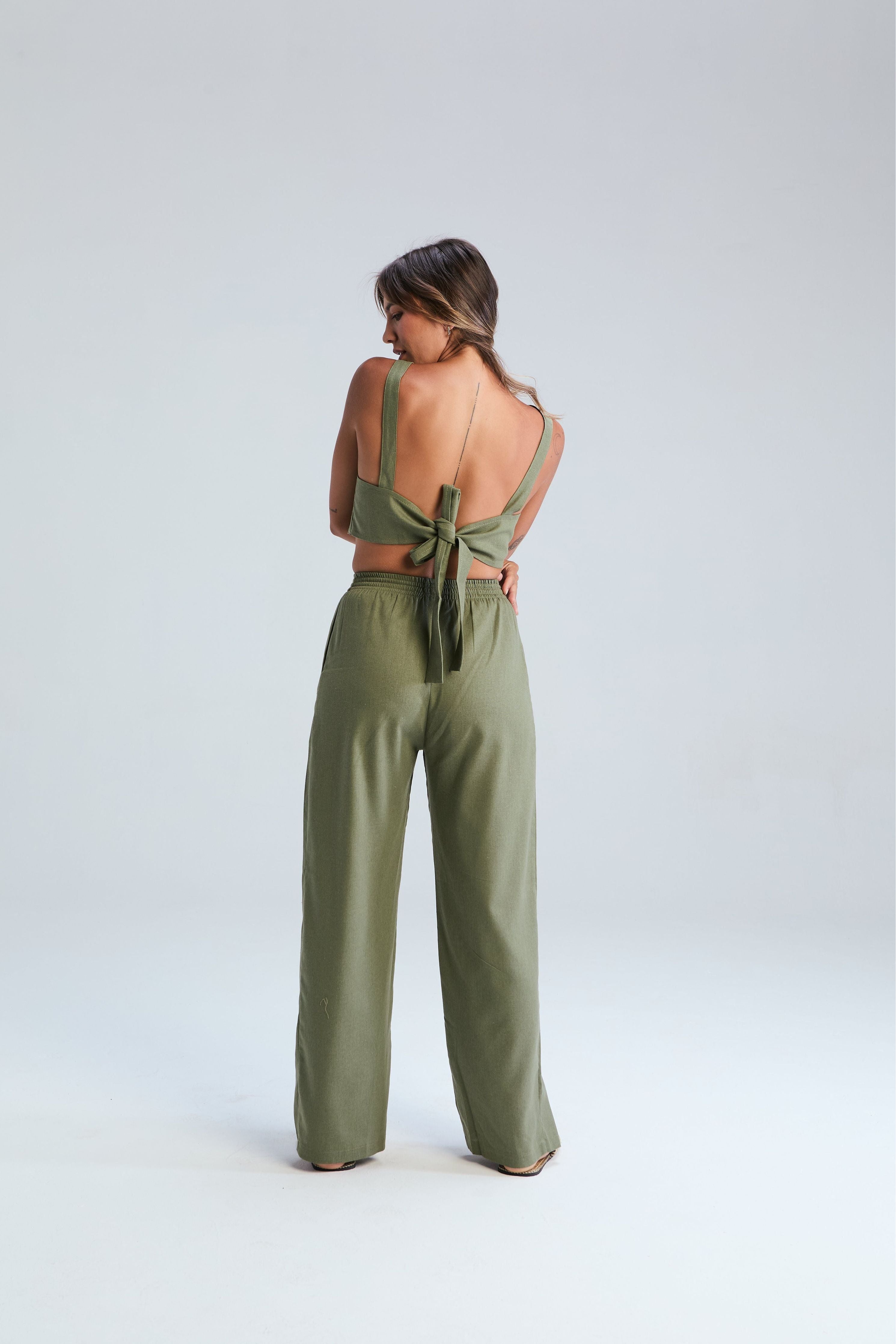 Holster Tie Back Top - Green Tea