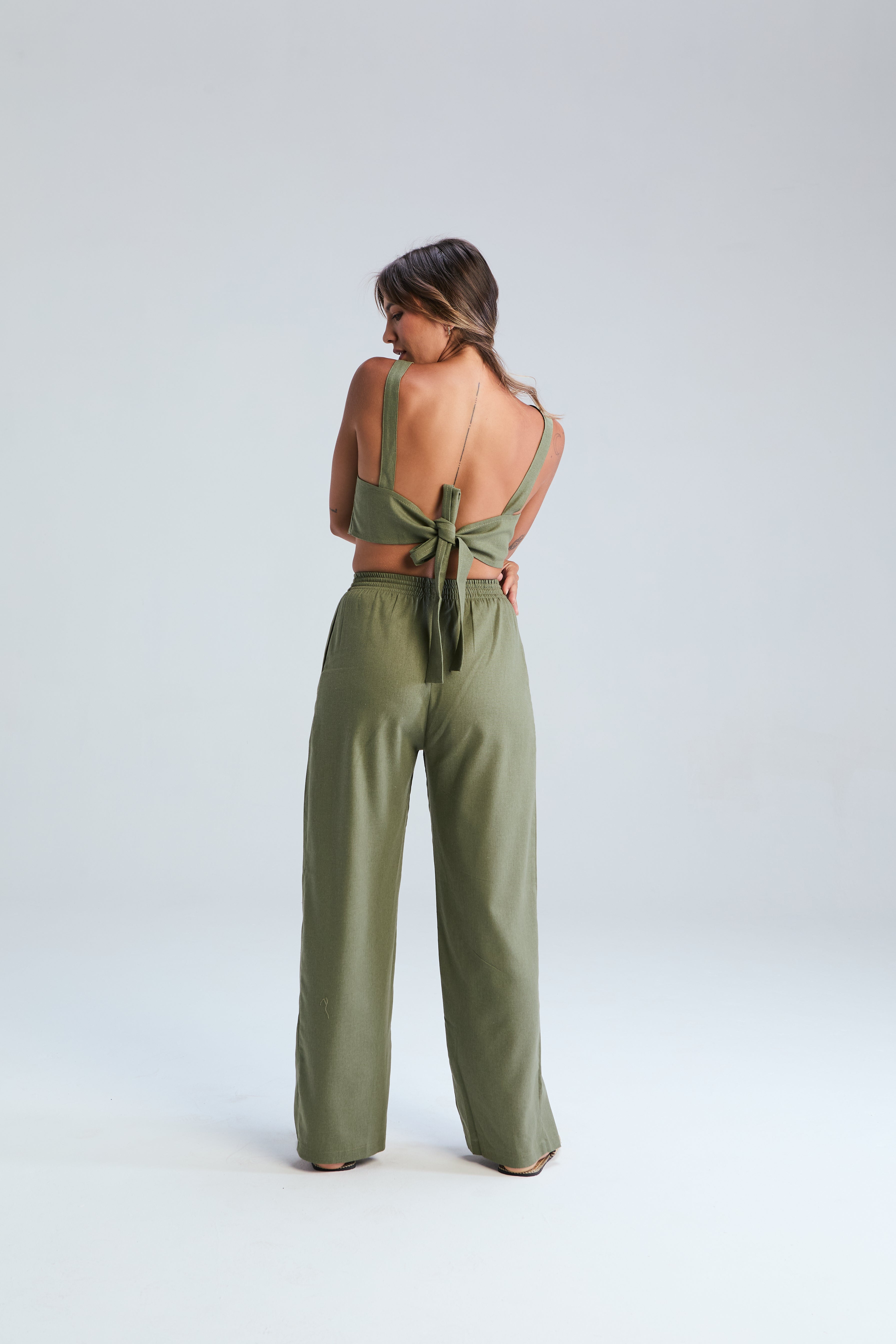 Holster Tie Back Top - Green Tea