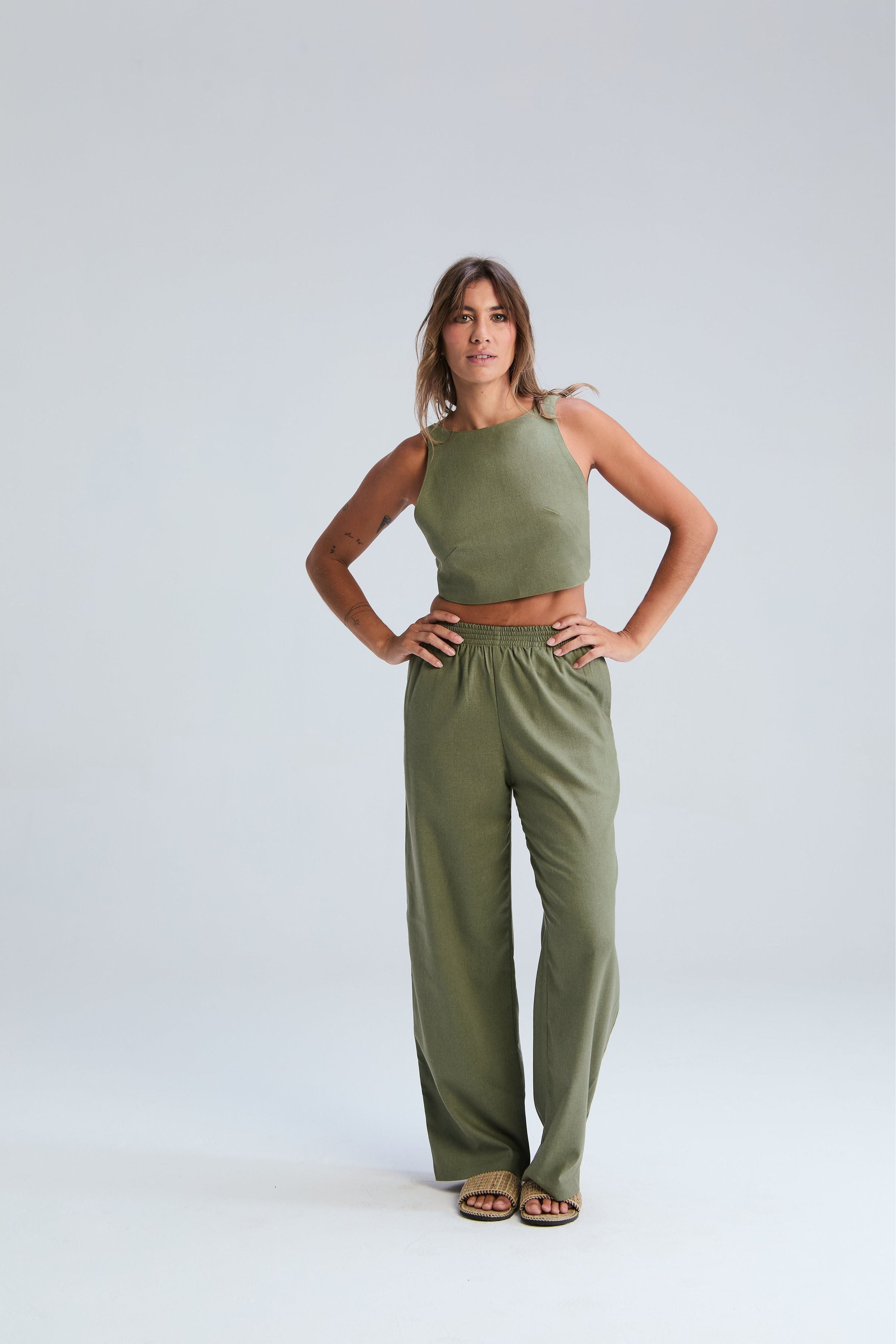 Holster Tie Back Top - Green Tea