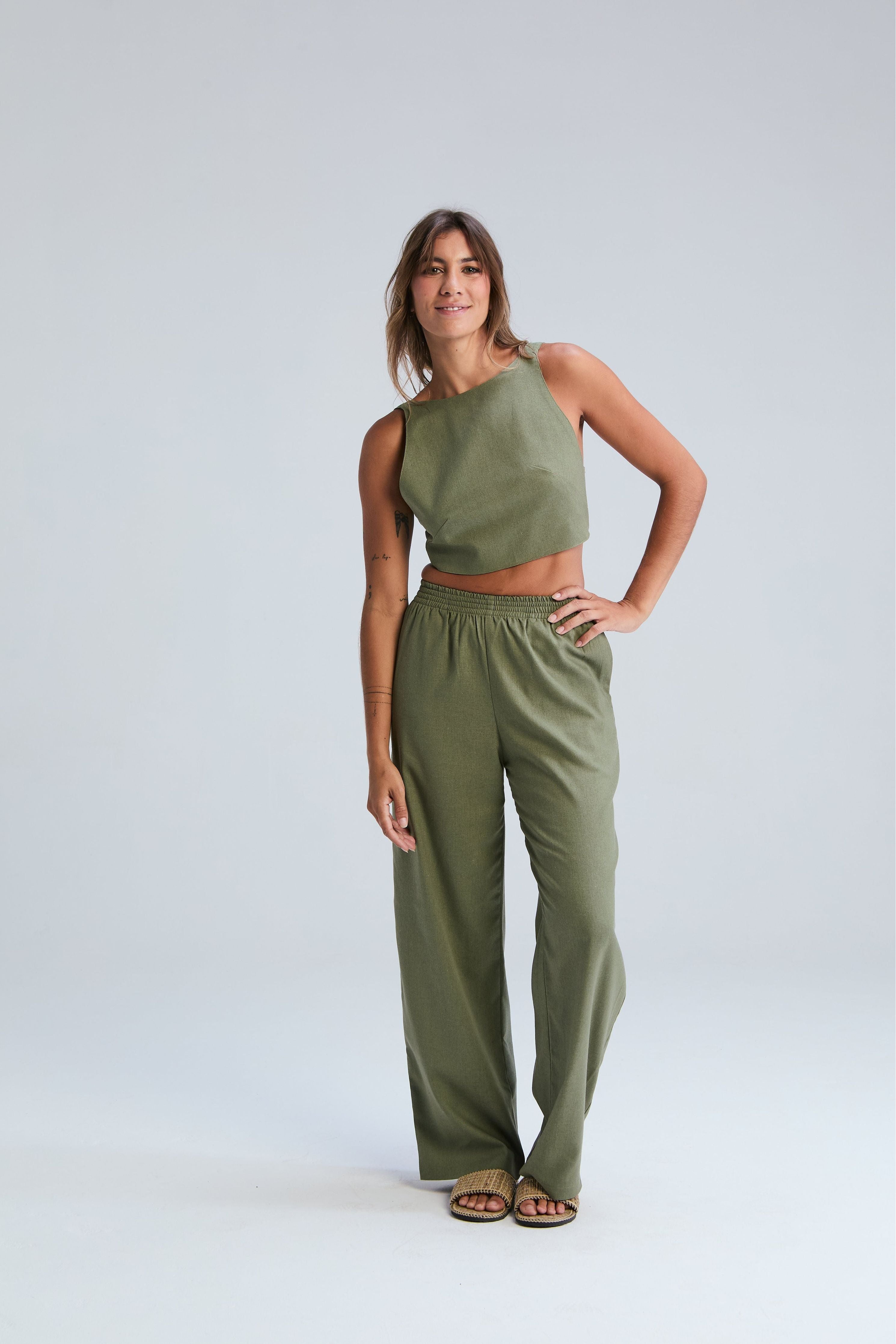 Holster Tie Back Top - Green Tea