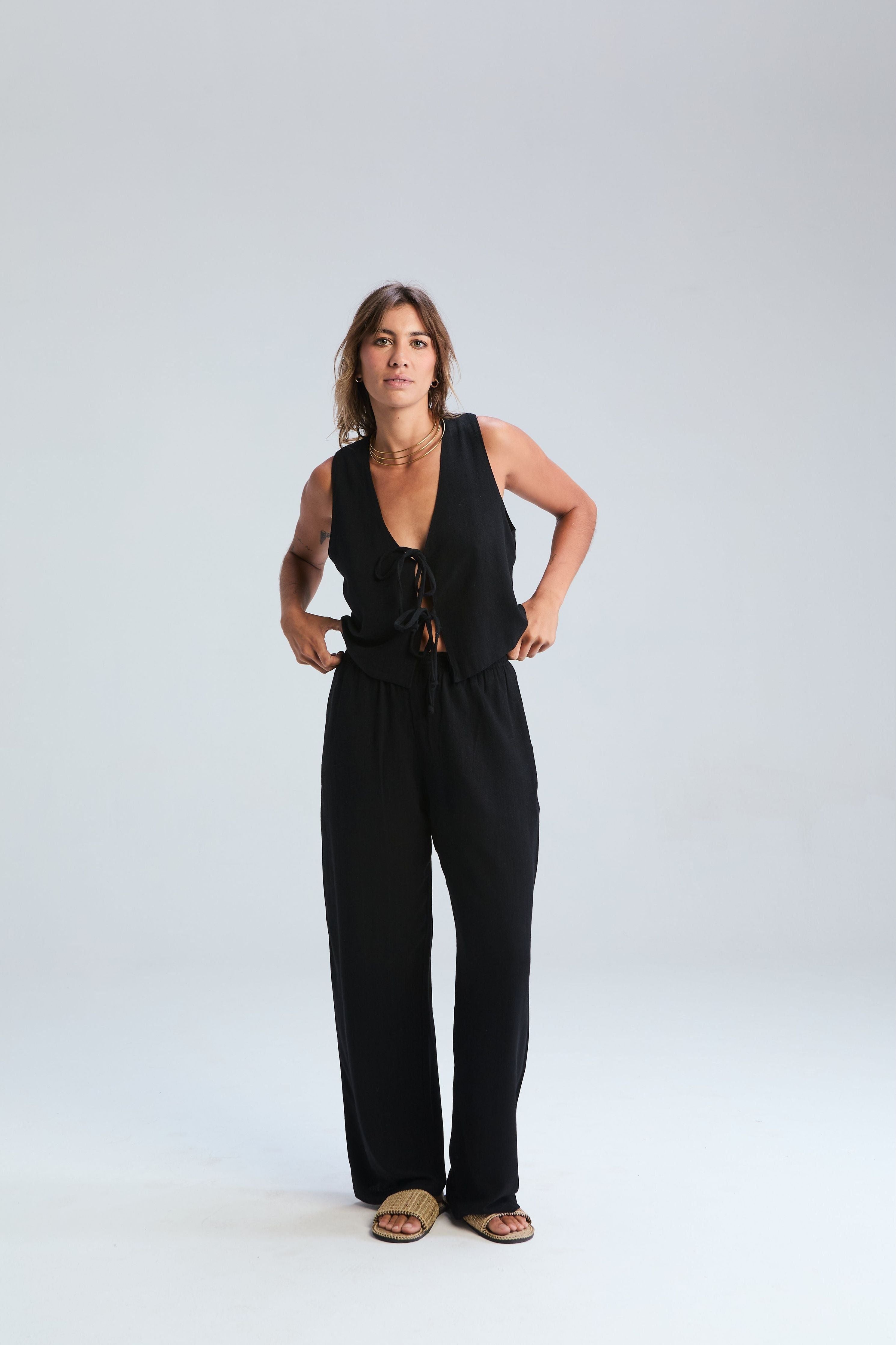Loop Tie Waistcoat - Black
