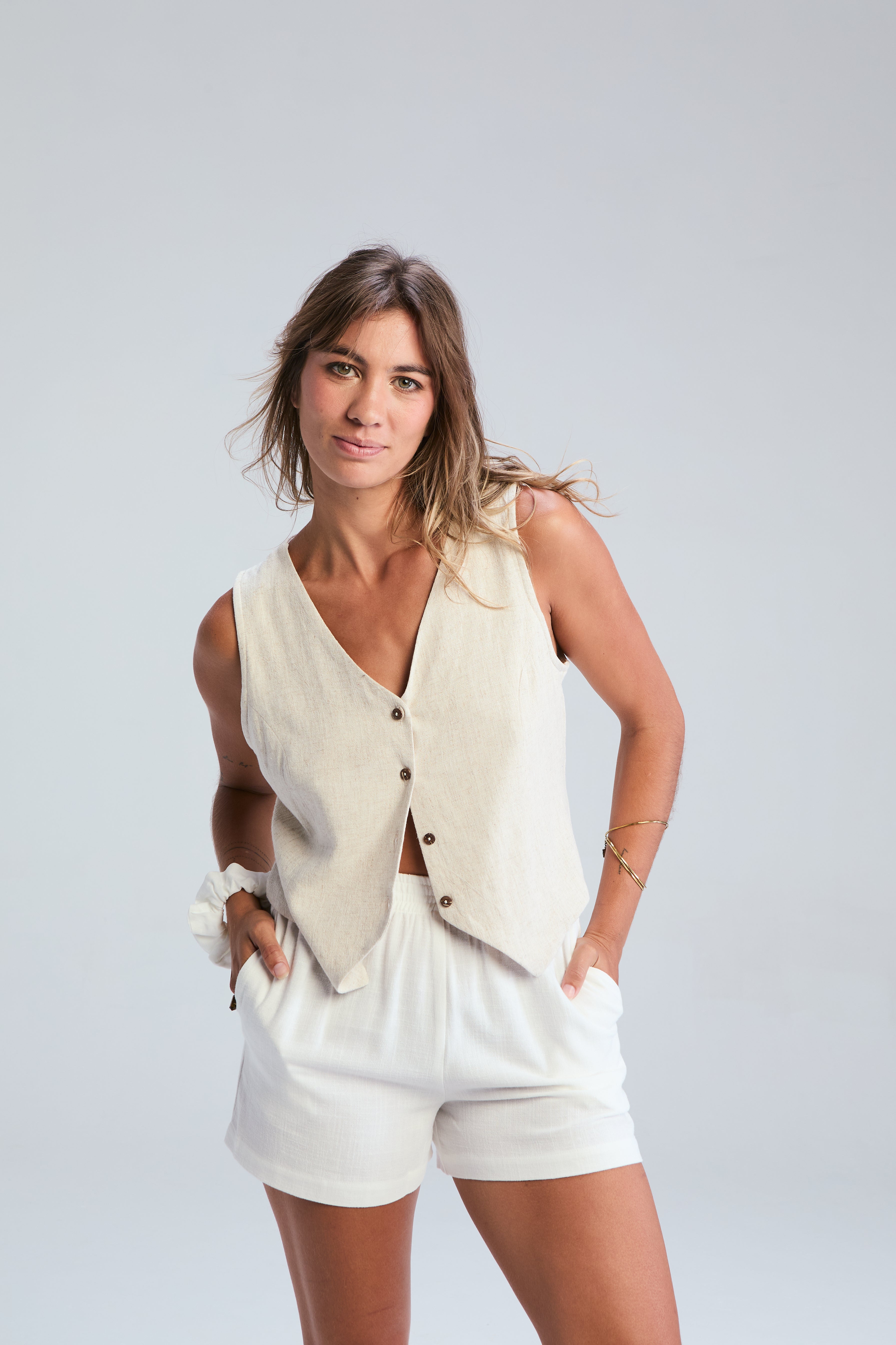 Corfu Waistcoat - Stone