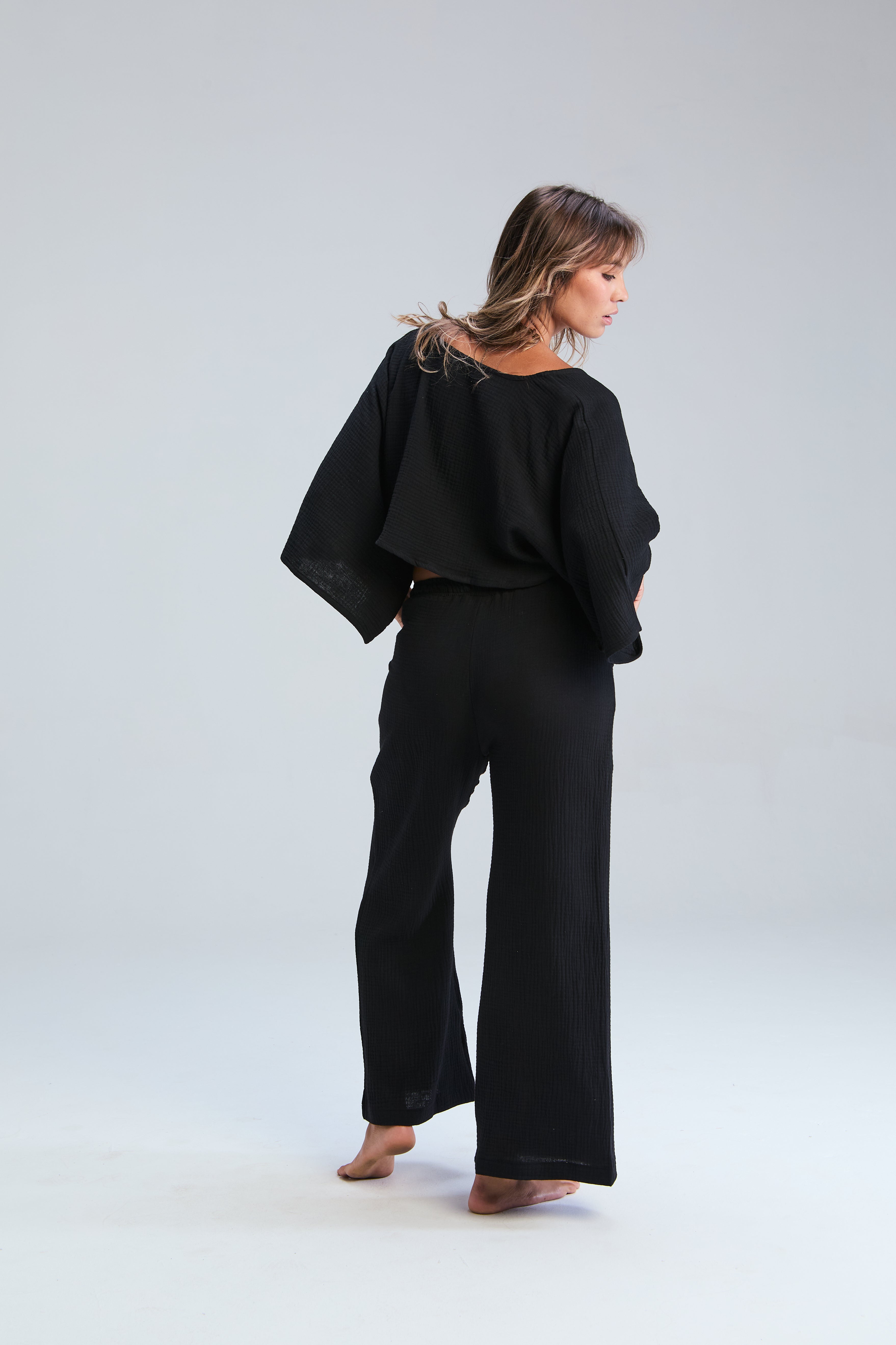 Kaia Wrap  Tie Top - Black