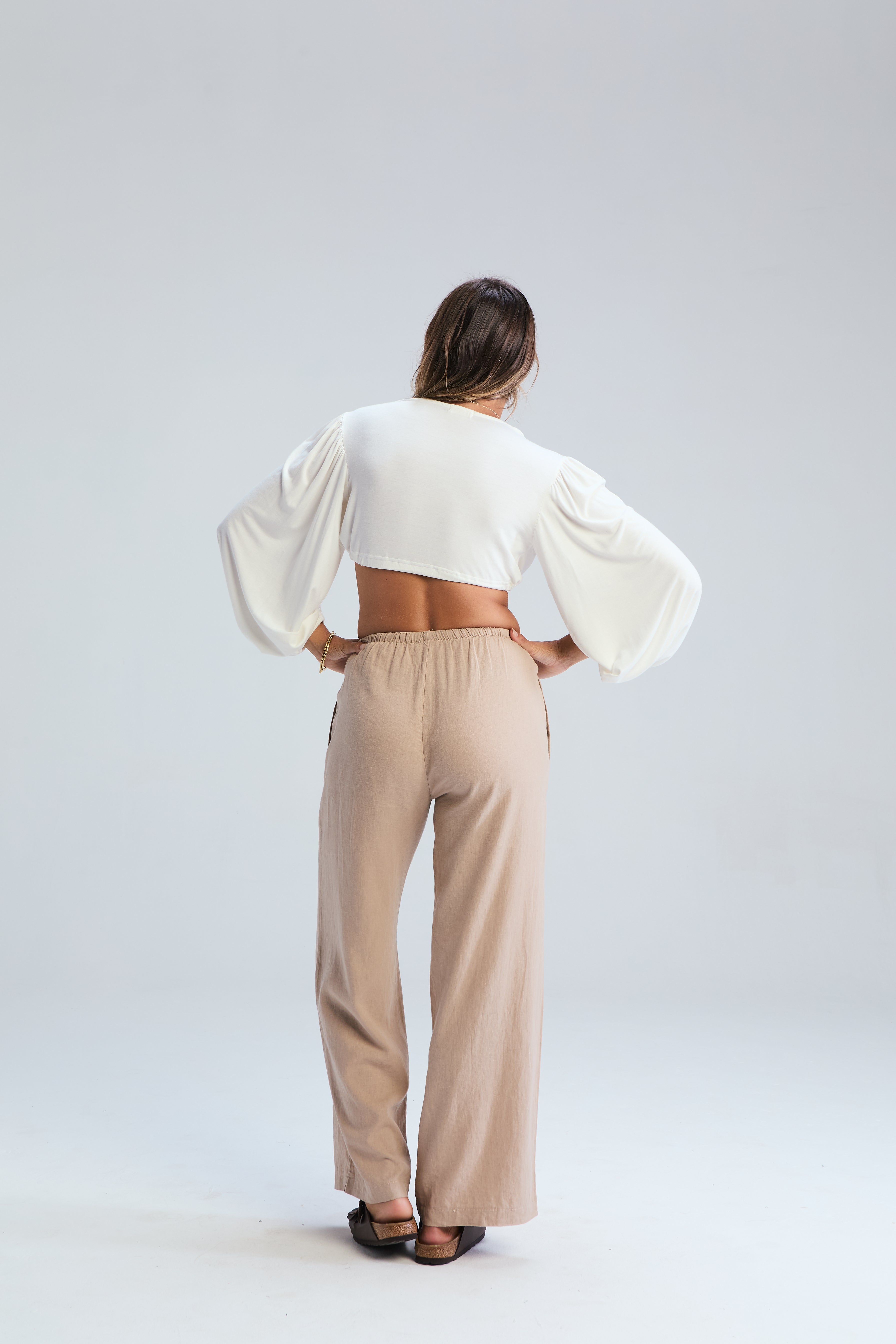 Dallas Drawstring Tie Top - Ivory