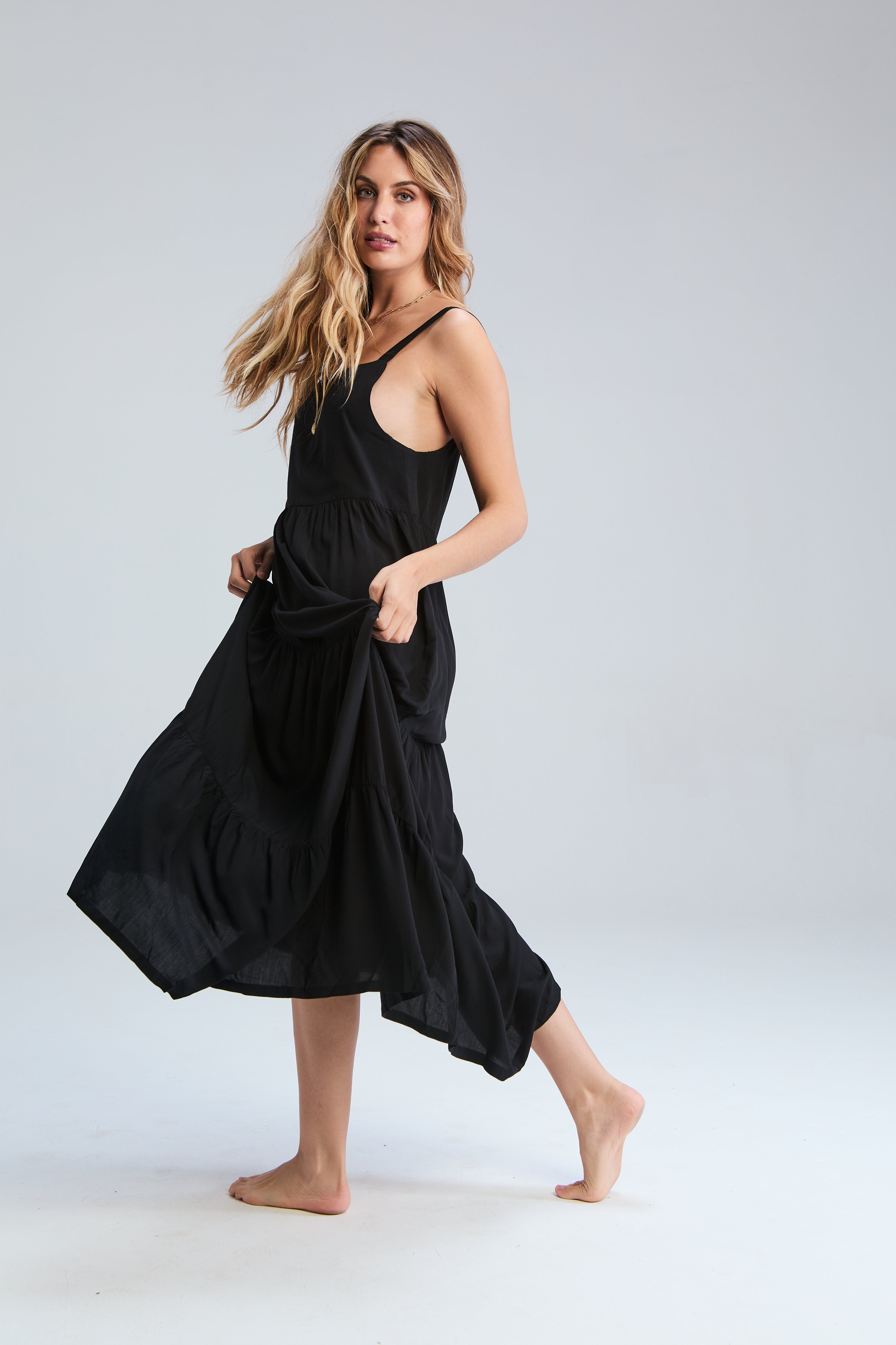 Boho Tiered Dress - Black