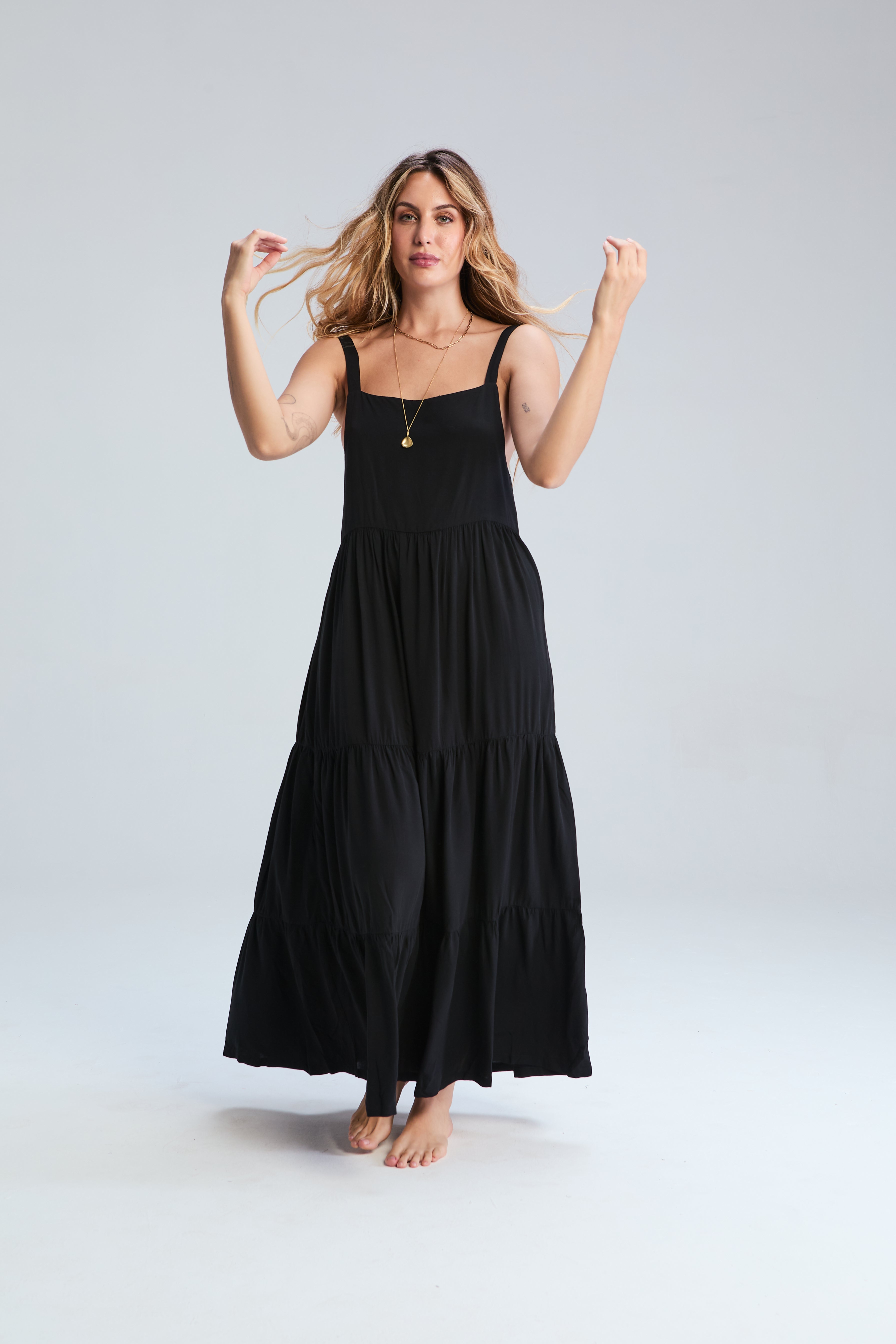 Boho Tiered Dress - Black