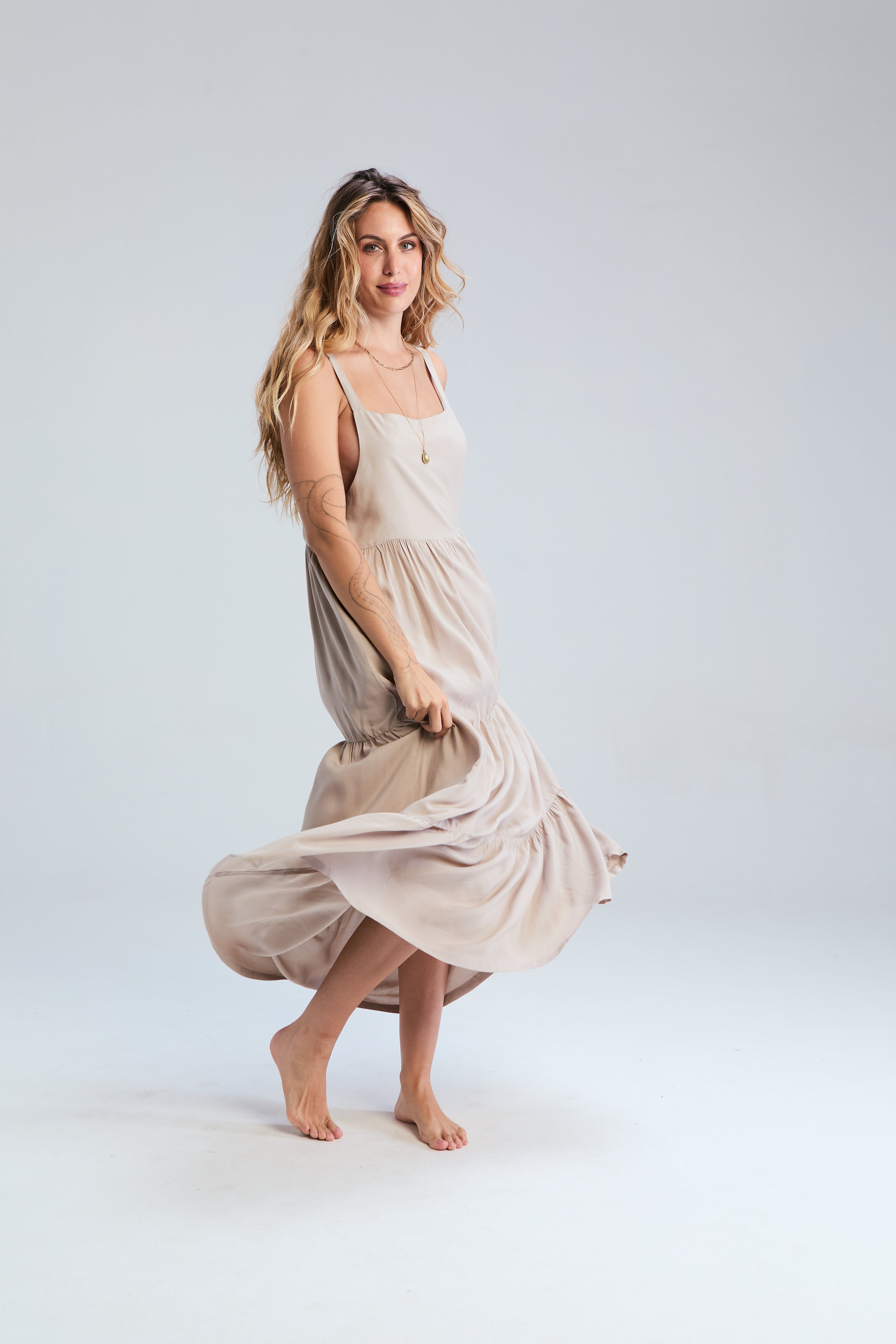 Boho Tiered Dress - Taupe