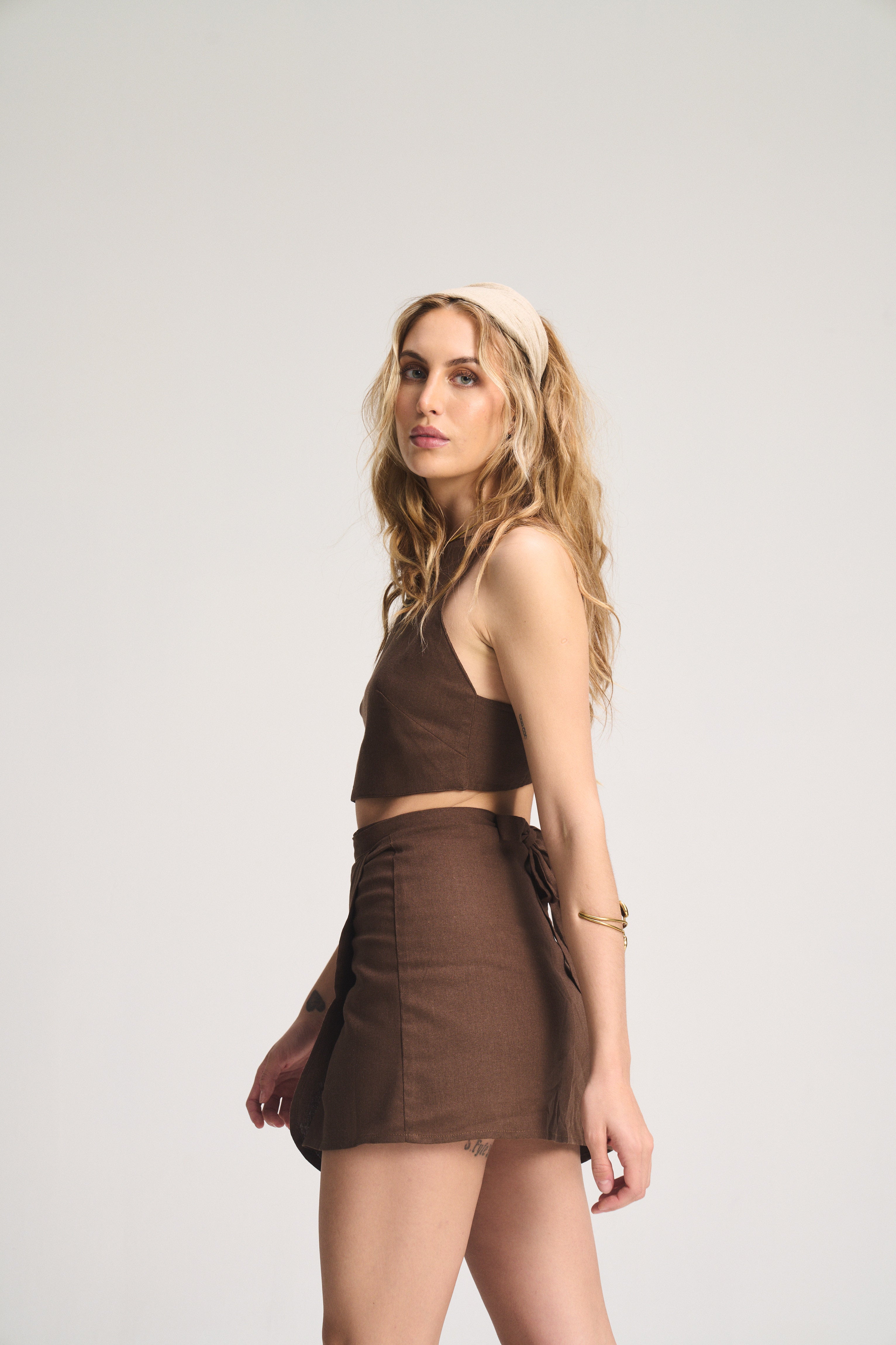 Holster Back Tie Top - Chocolate