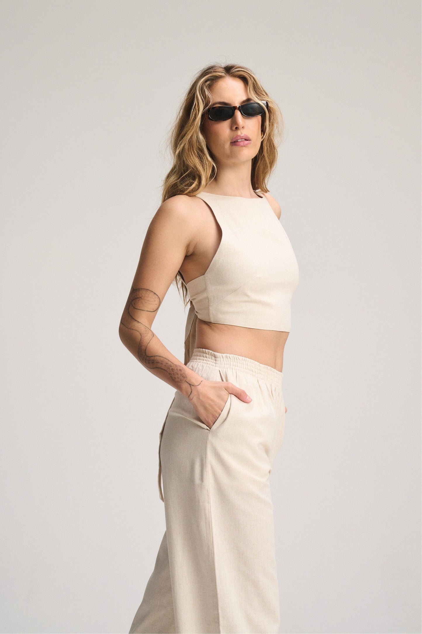 Holster Back Tie Top - Oat