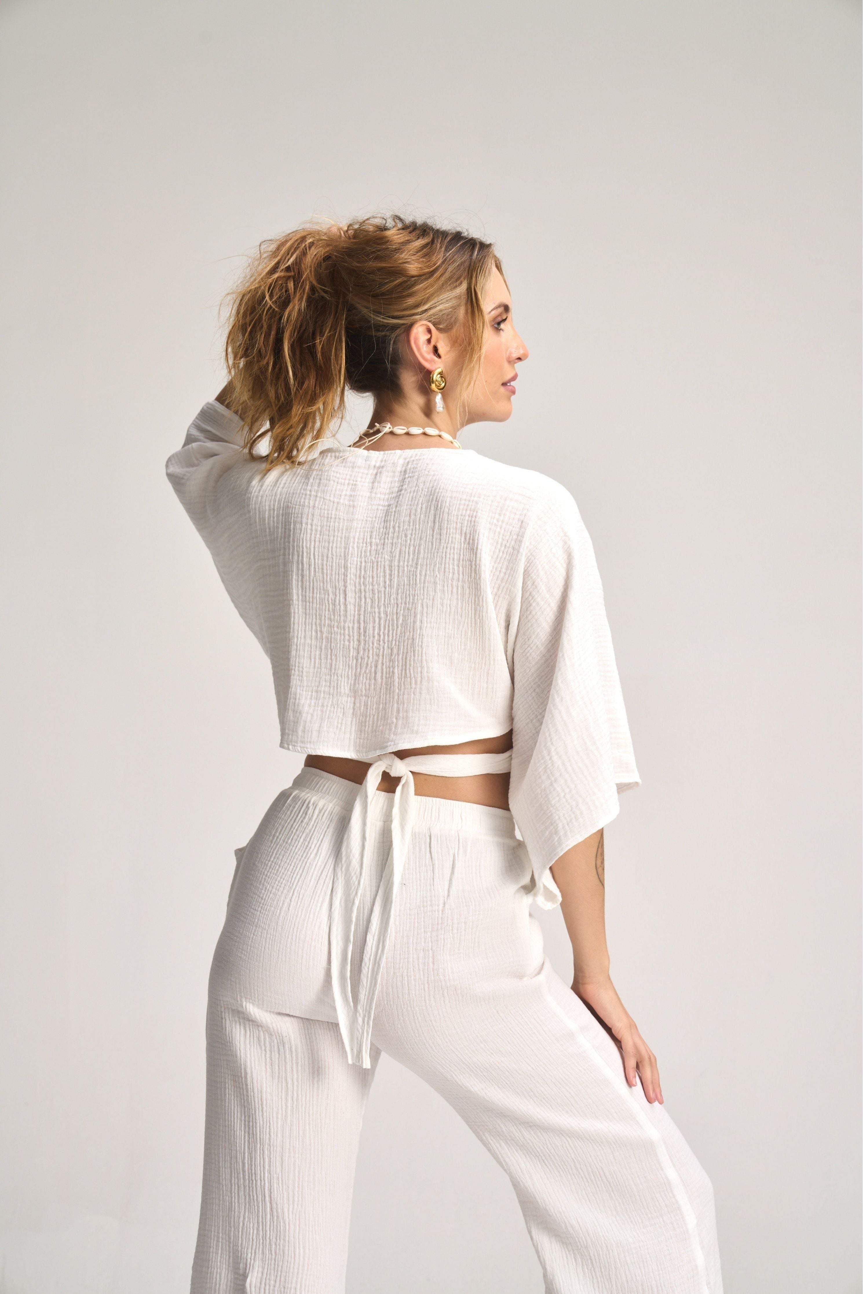 Kaia Wide Leg Pants - White