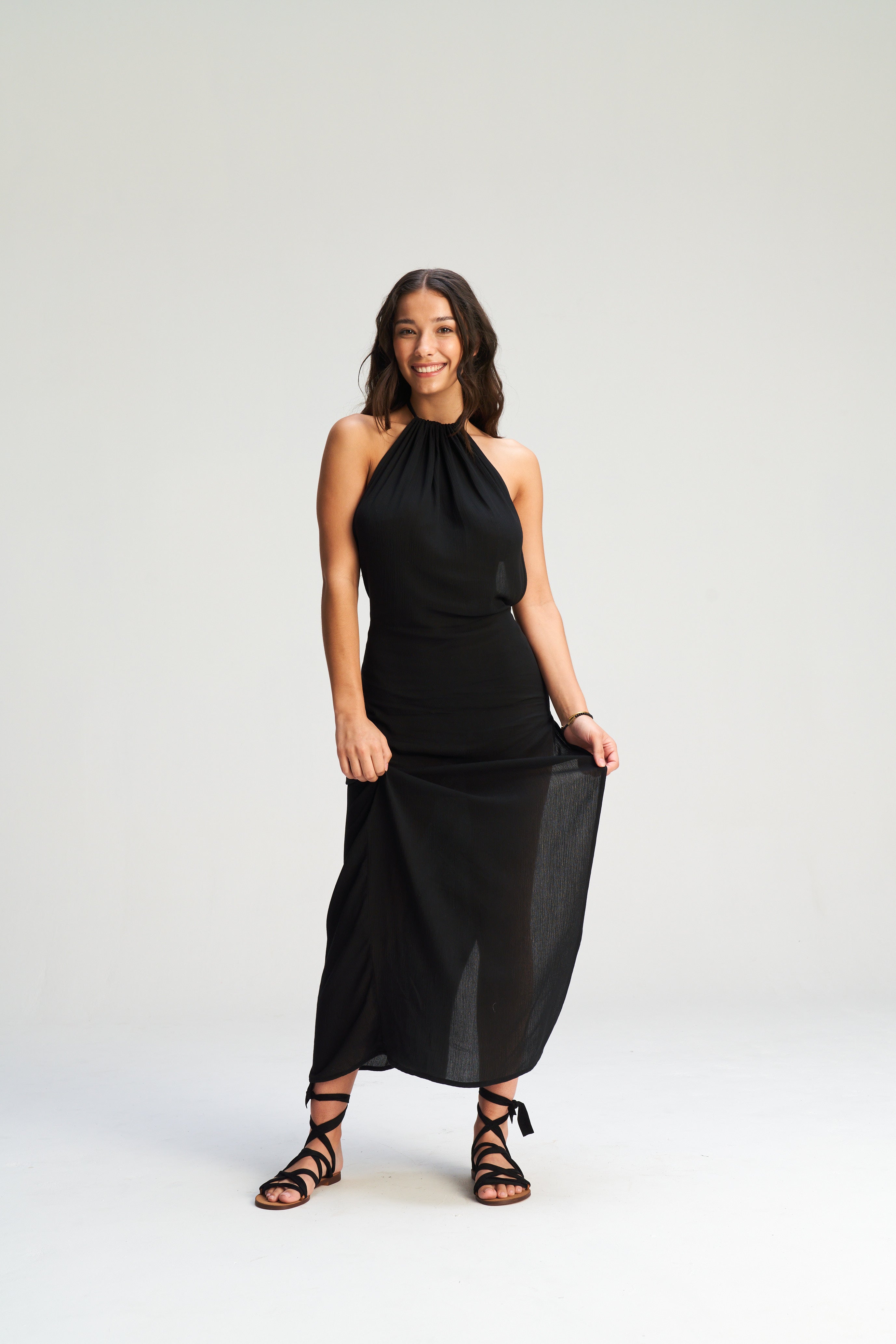 Hailee Halter Dress - Black