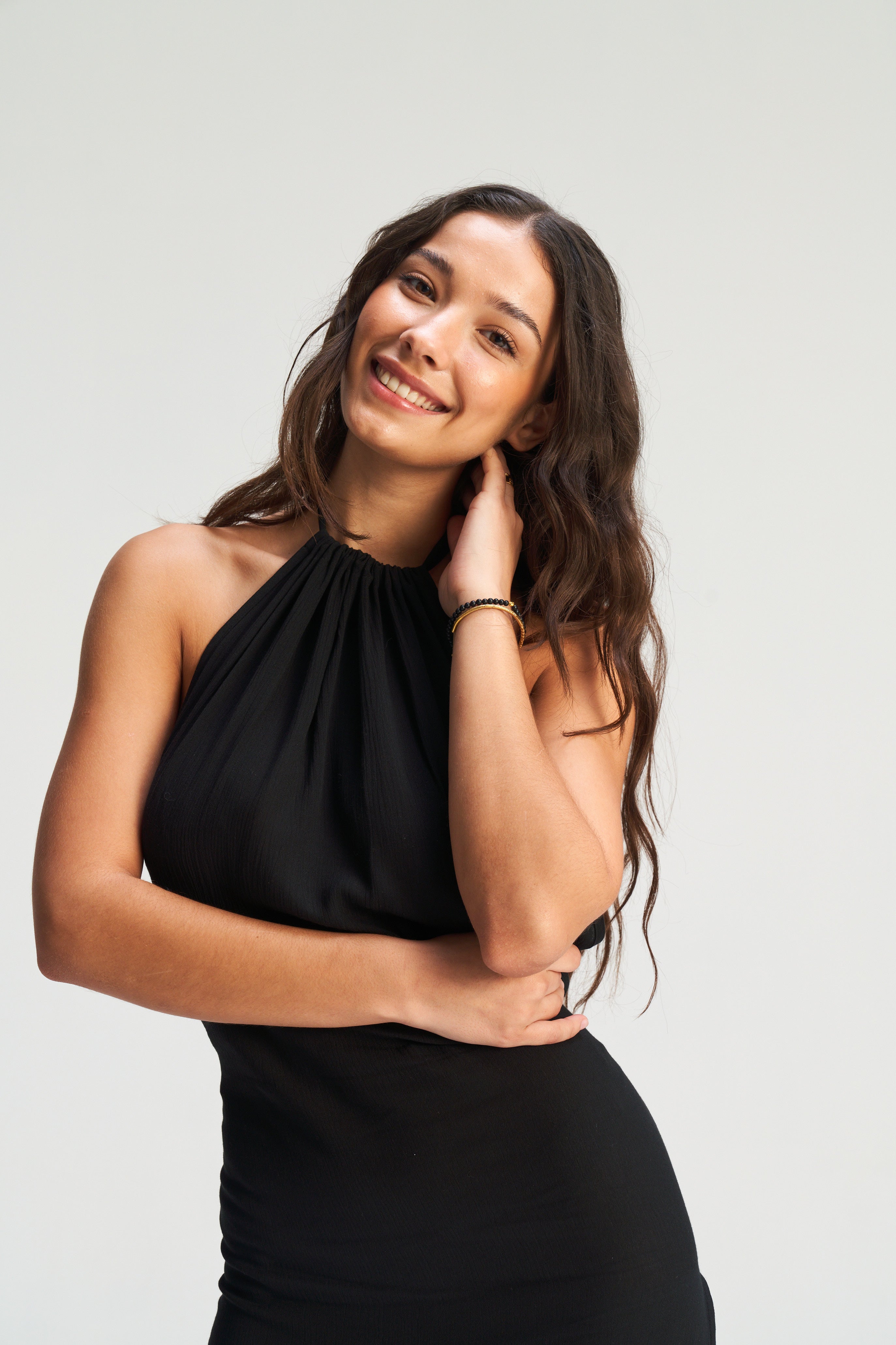 Hailee Halter Dress - Black