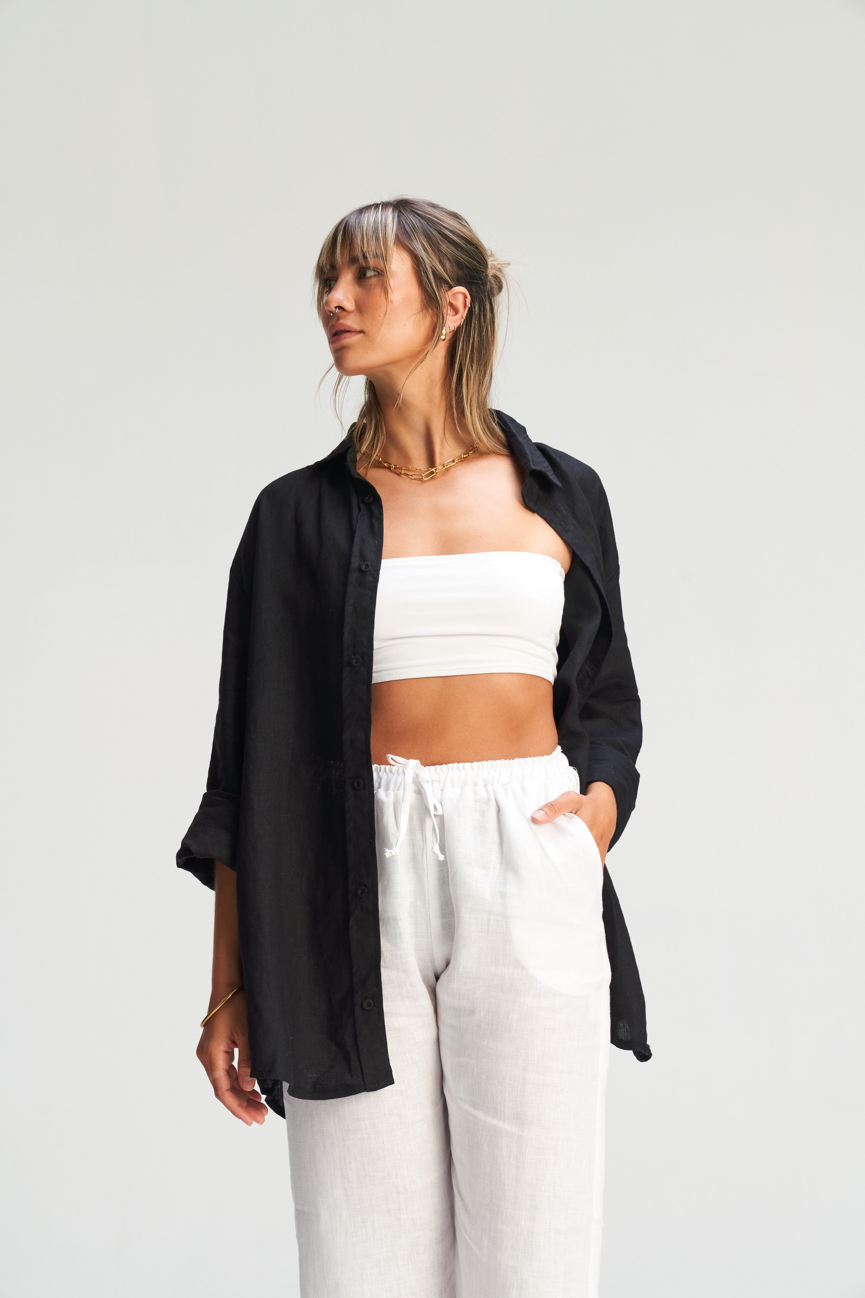 Lila Linen Shirt - Night Shades