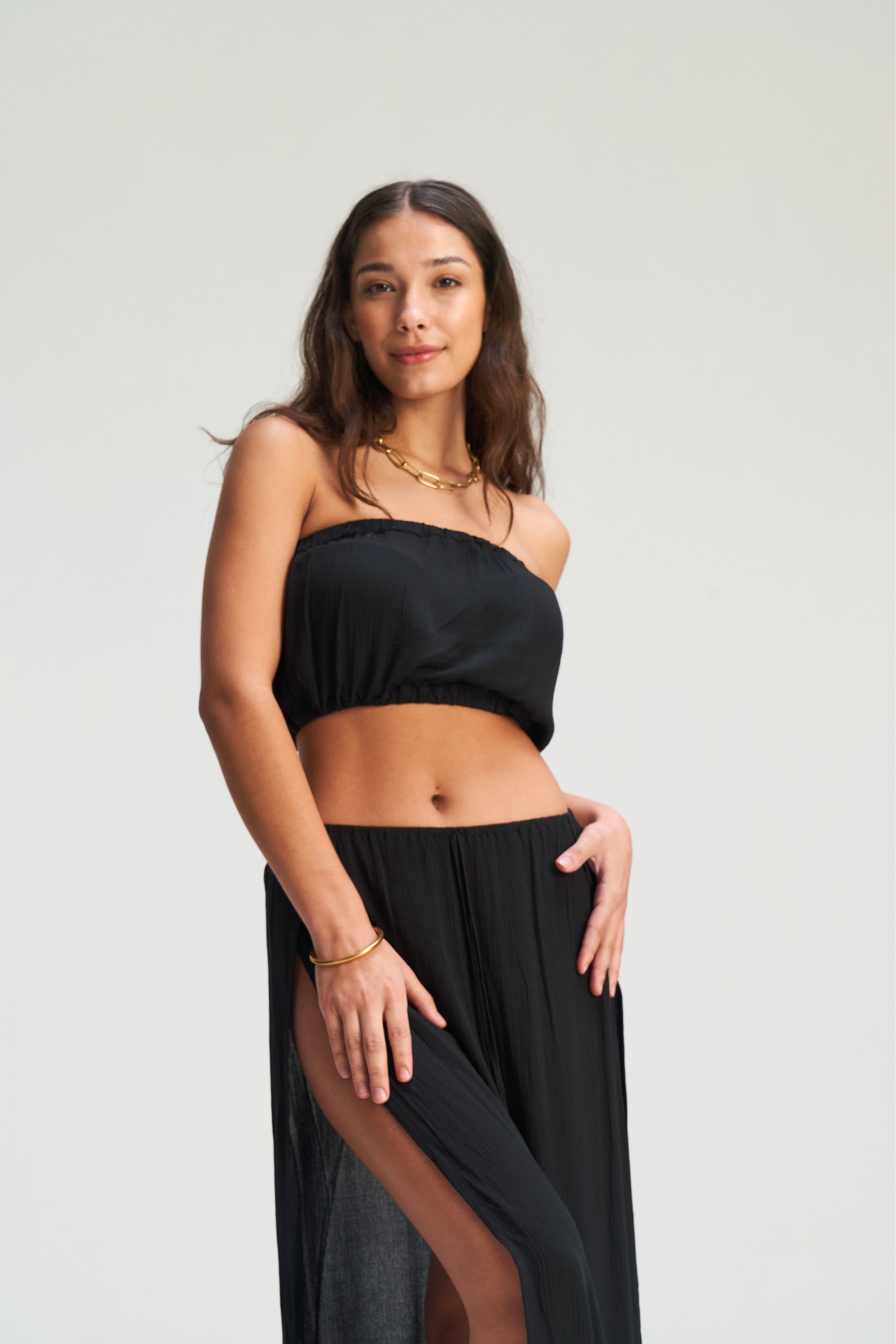 Canggu Double Slit Skirt - Black