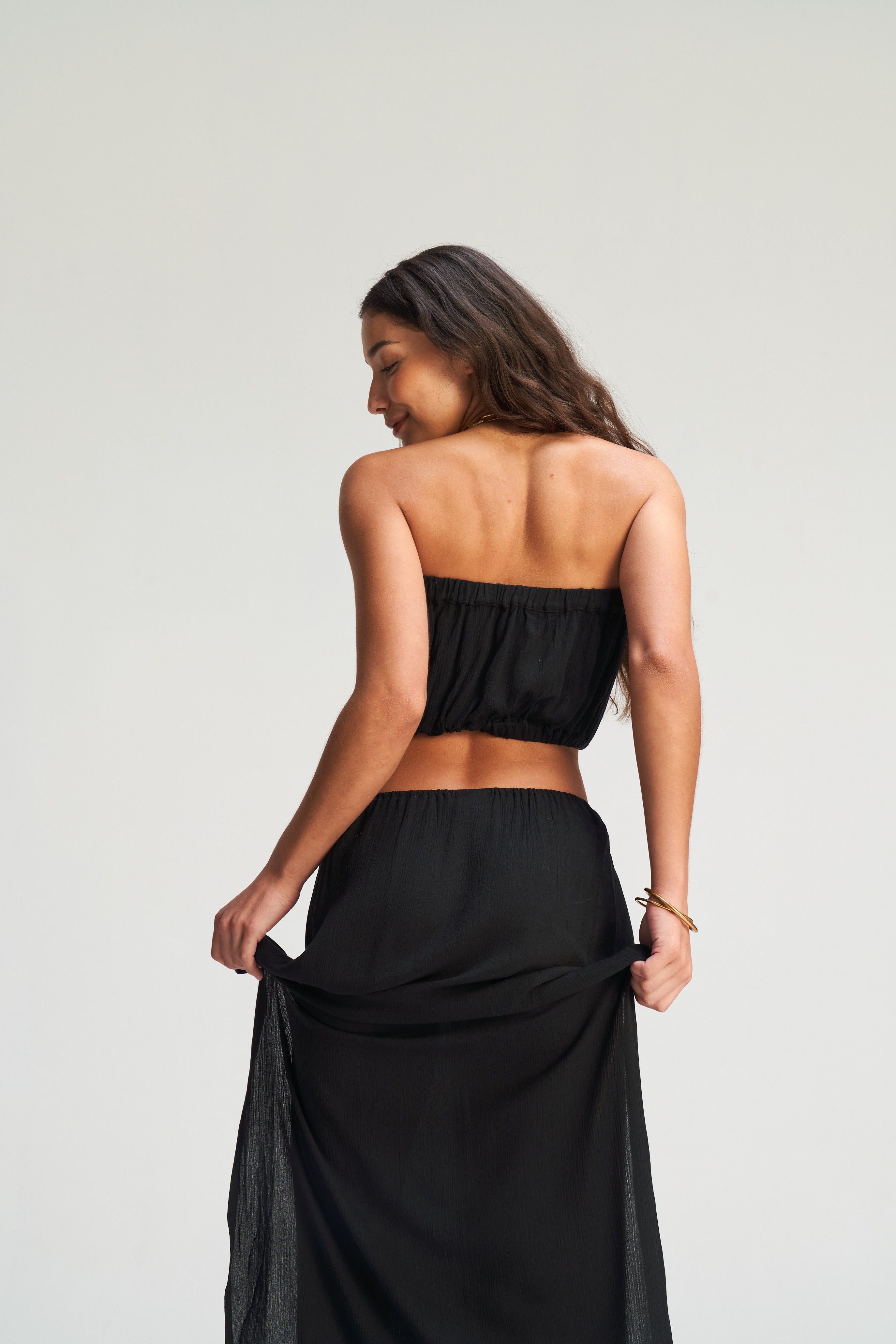 Canggu Double Slit Skirt - Black