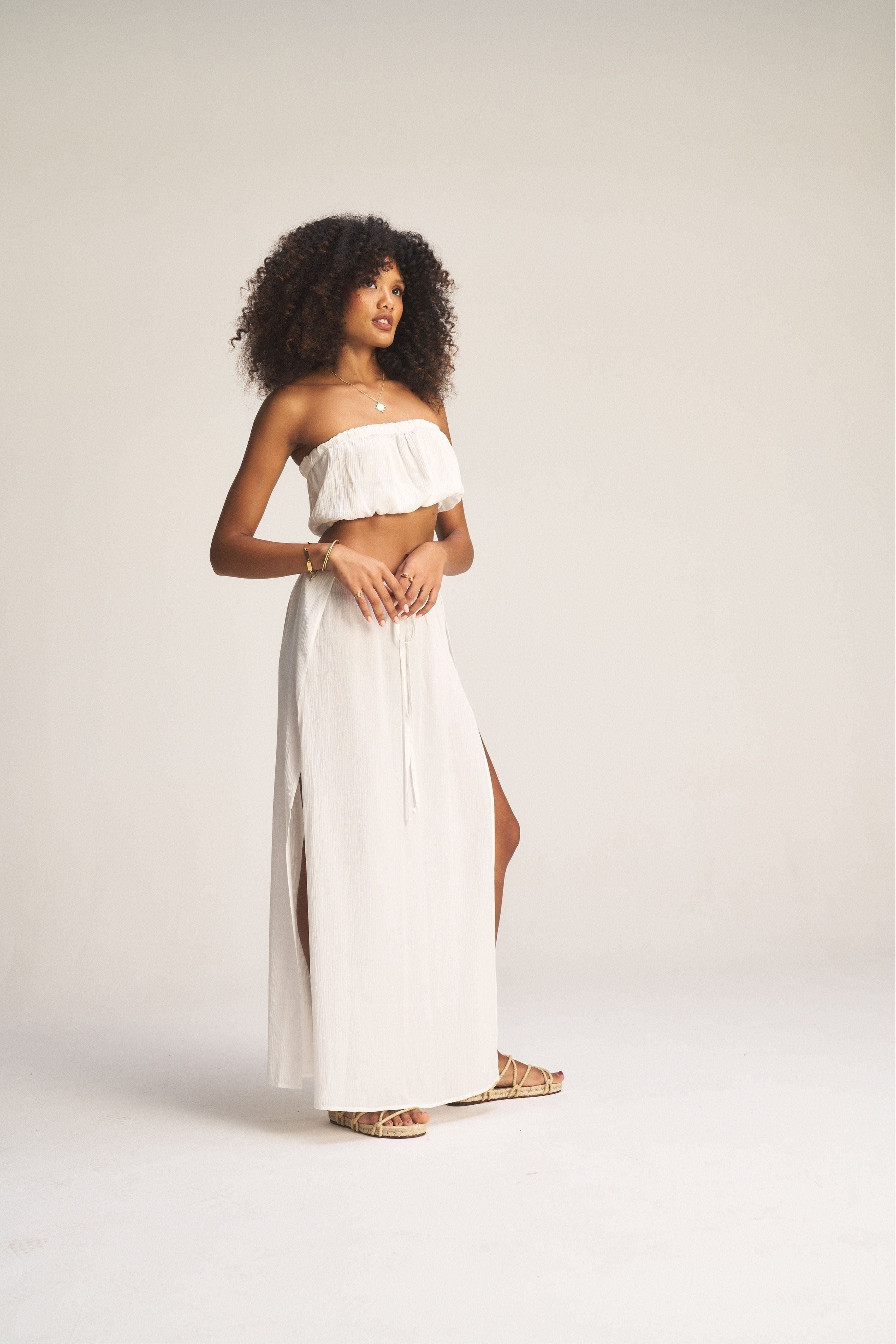 Canggu Double Slit Skirt - Milk