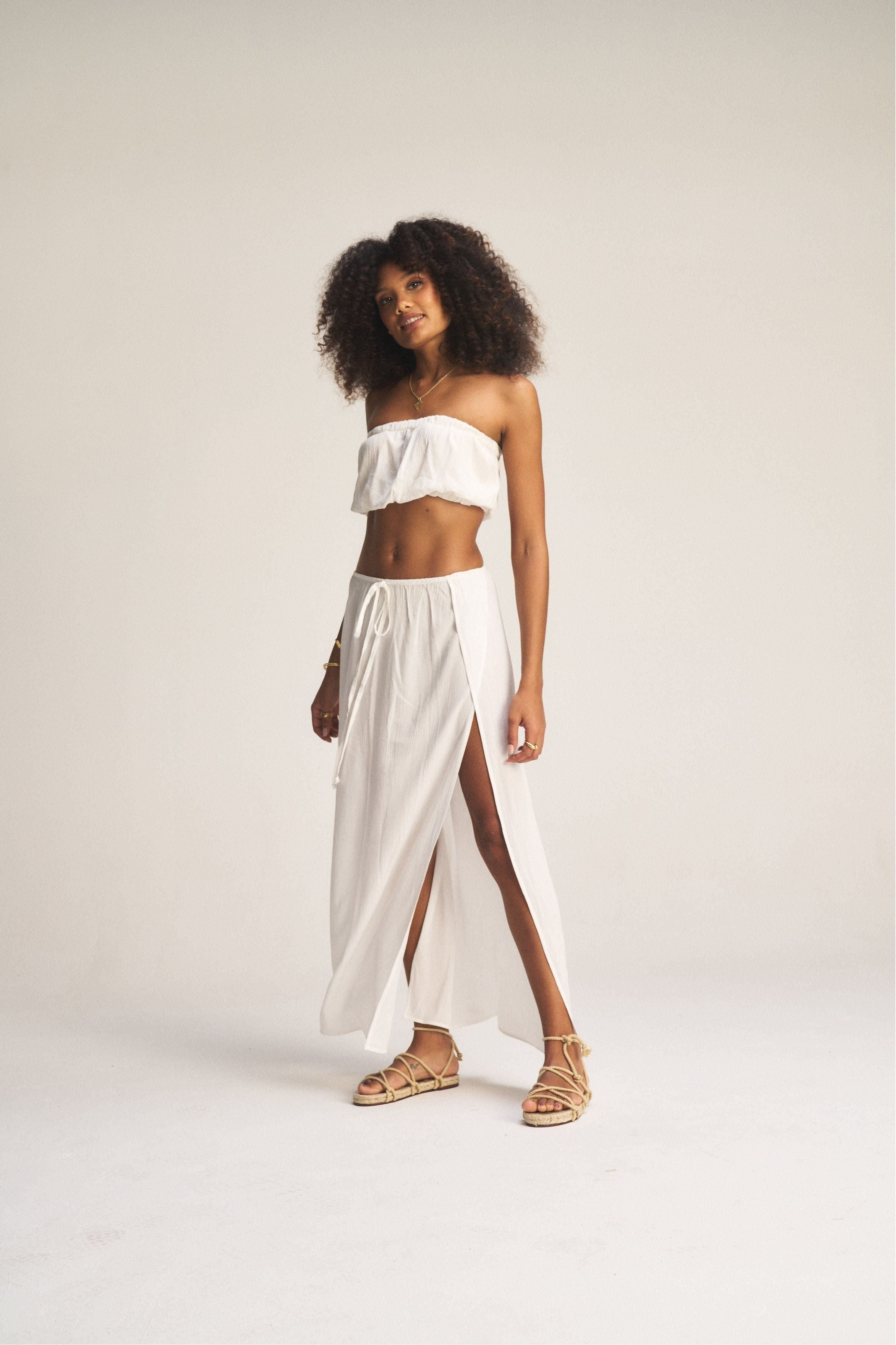 Canggu Double Slit Skirt - Milk