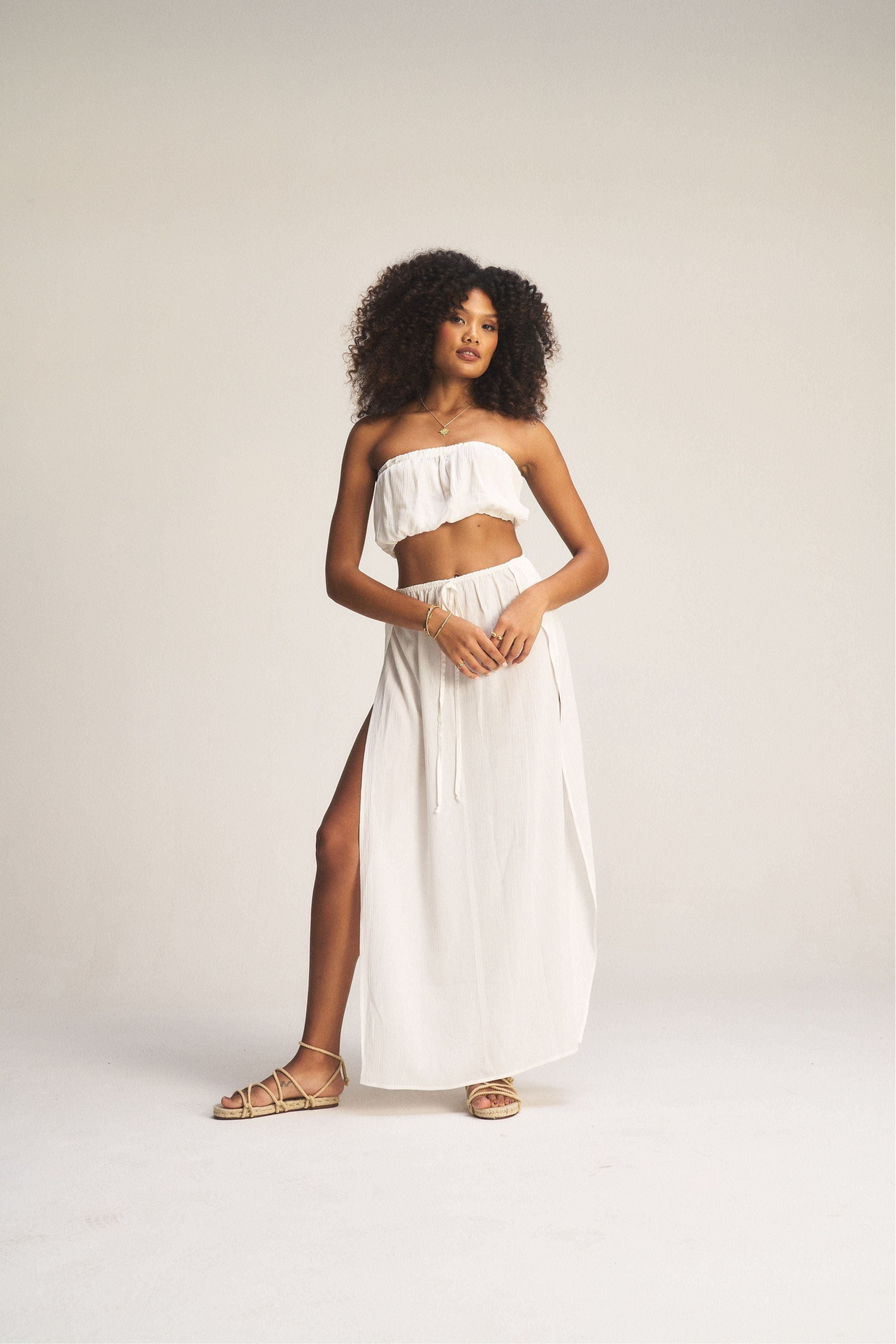 Canggu Double Slit Skirt - Milk