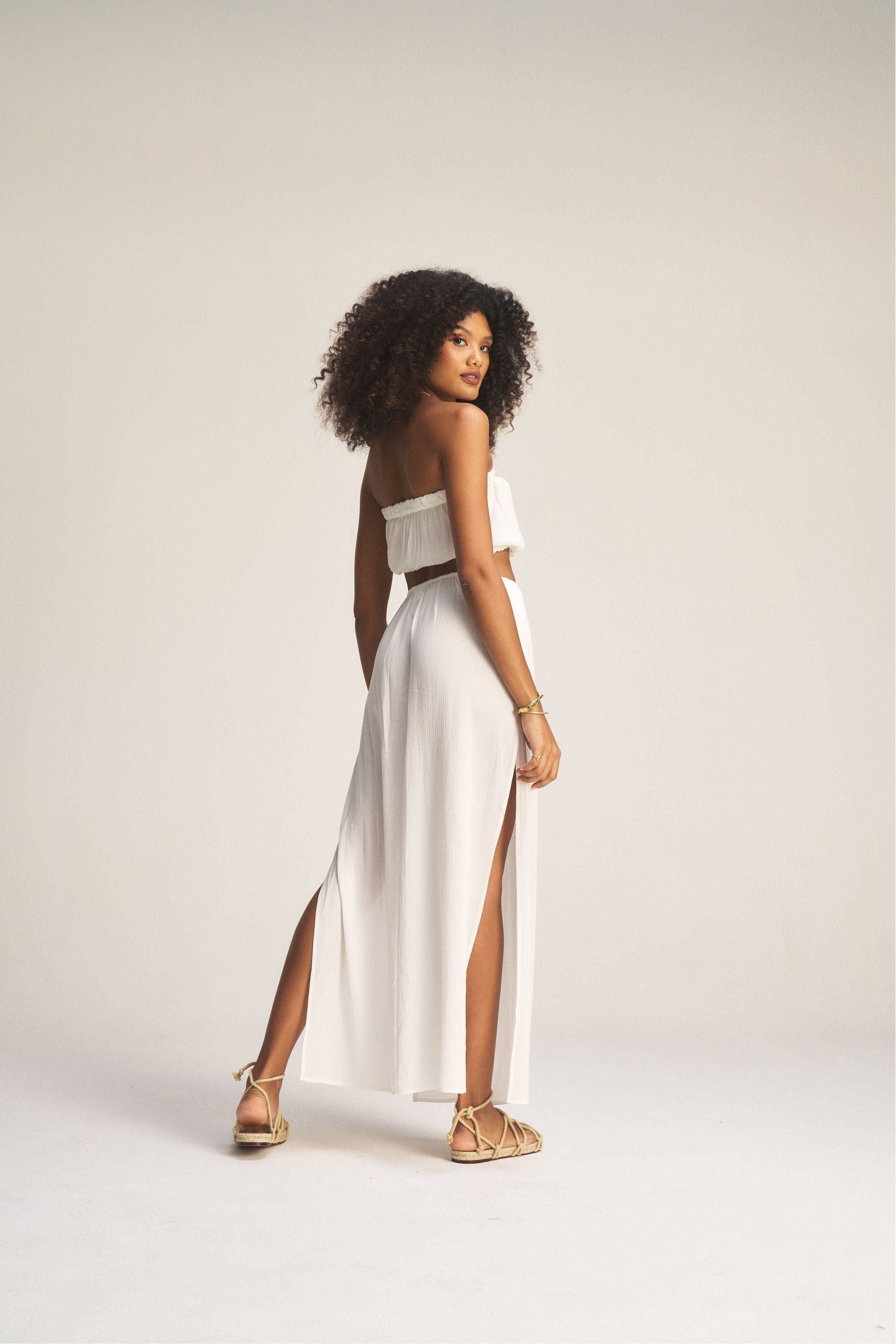 Canggu Double Slit Skirt - Milk