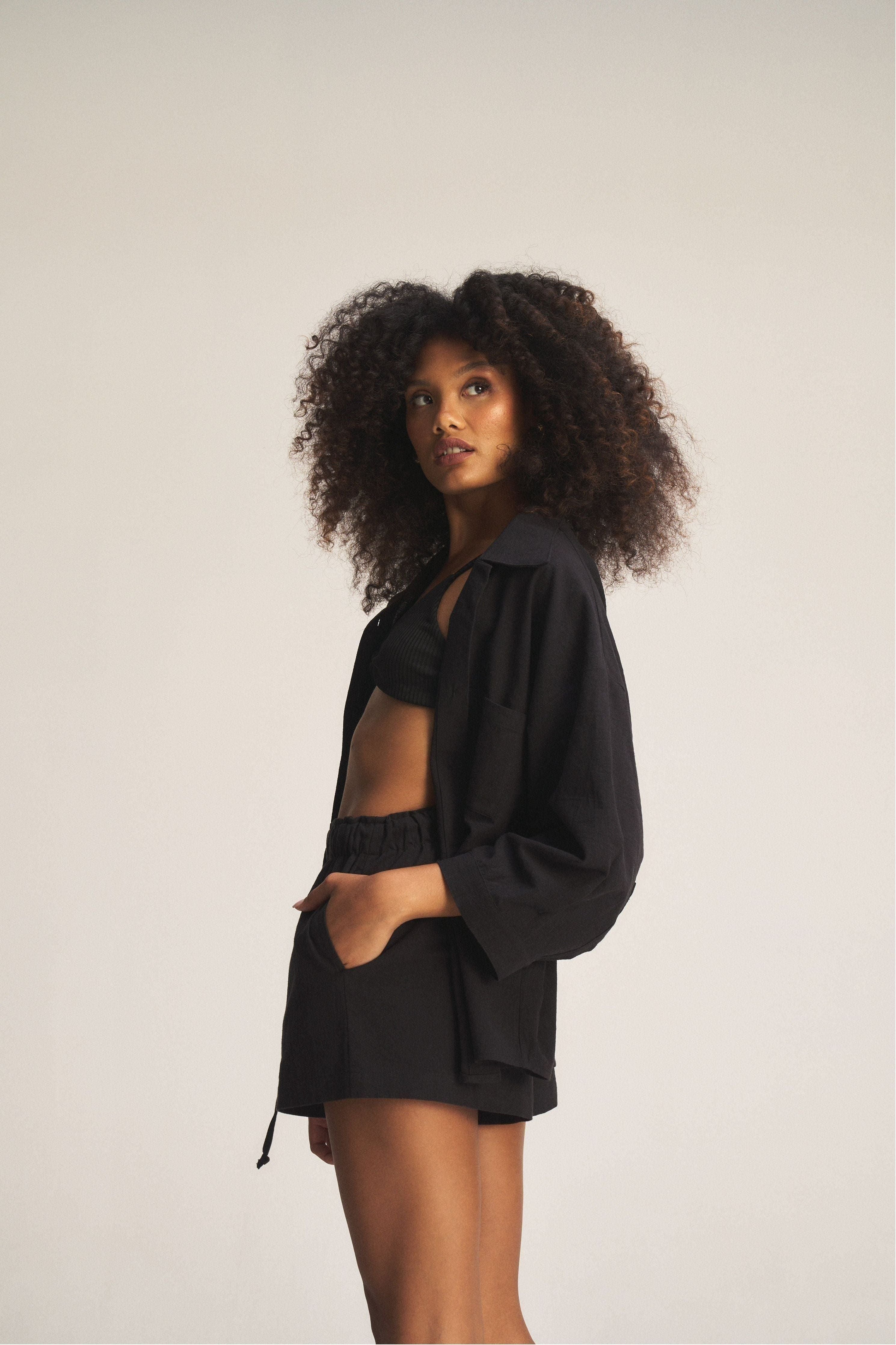 Majorca Cotton Shorts - Black