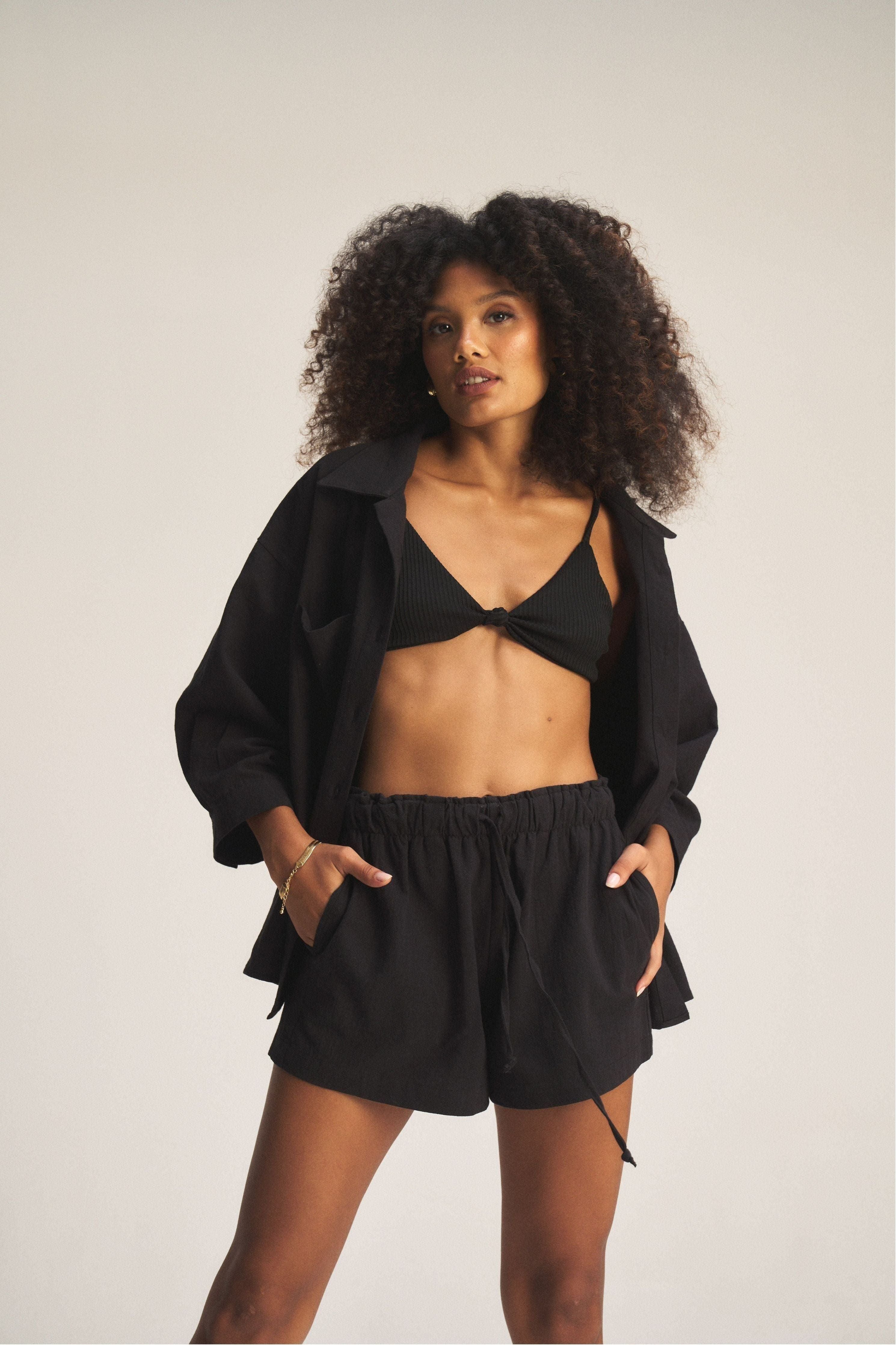 Majorca Cotton Shorts - Black