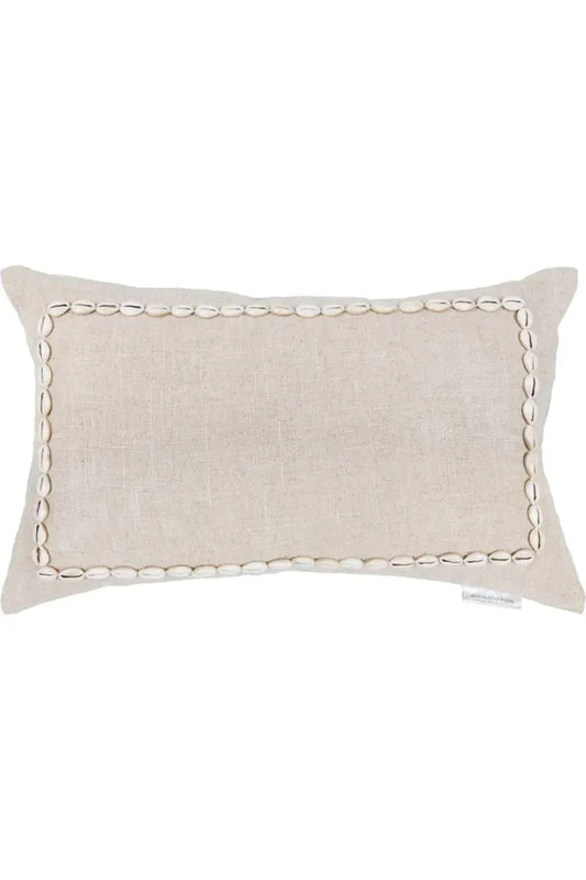 Cowrie shell linen cushion - long