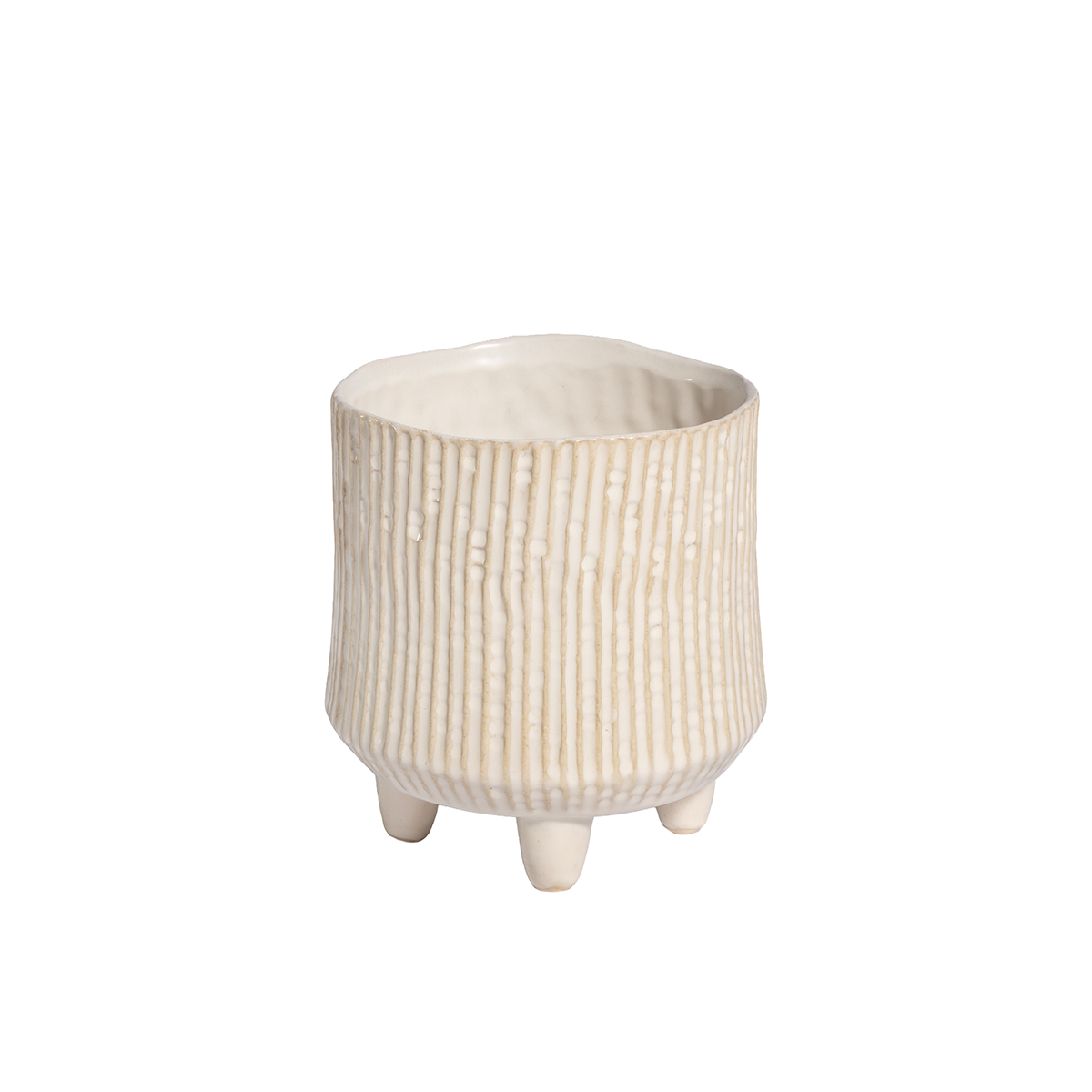 Ceramic Ribbed White Planter