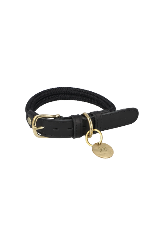 Dog collar adjustable - black/ivory