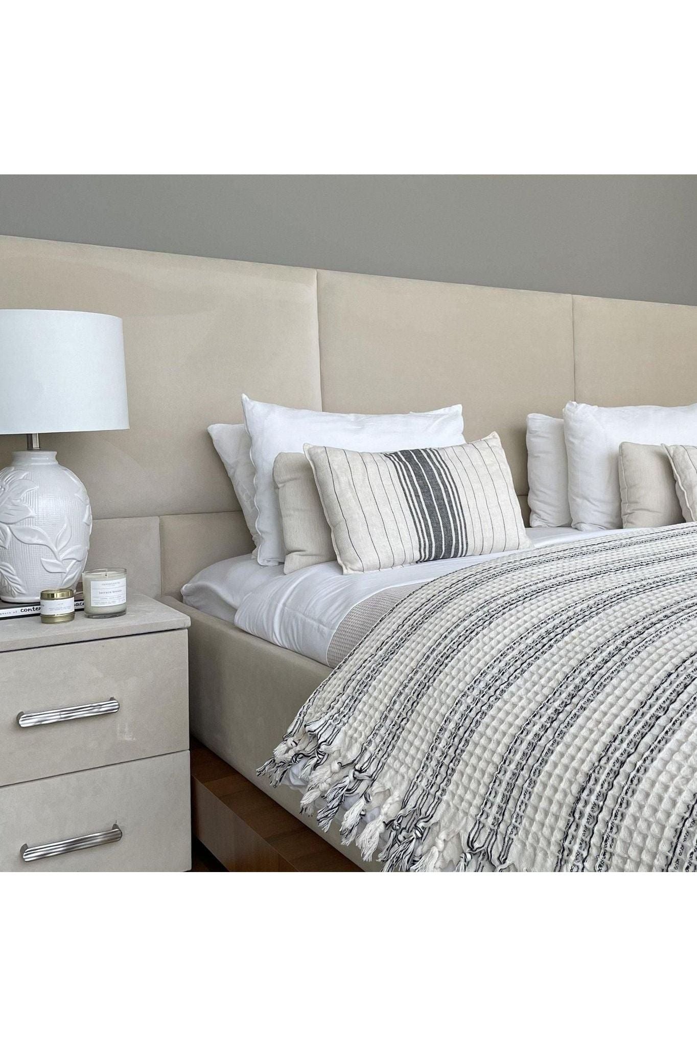 Turkish cotton throw - Ecru waffle